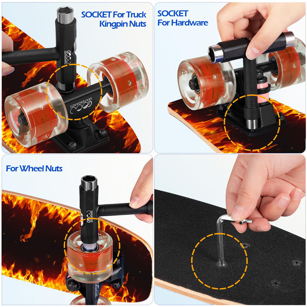 GIEEU Complete Skateboard – 9-Layer Canadian Maple with Flashing Wheels