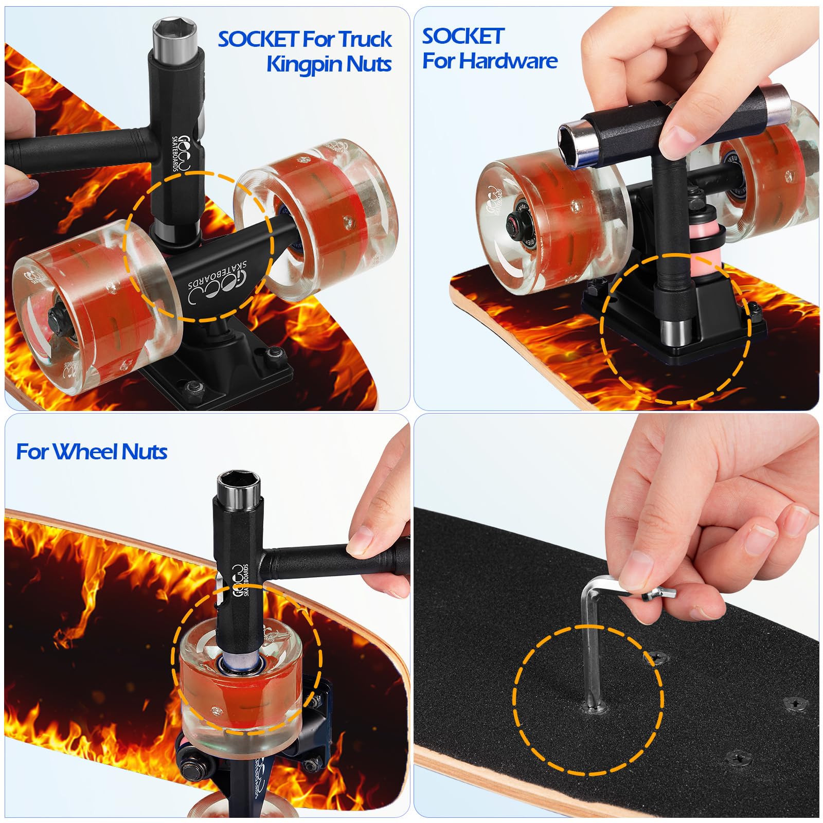 GIEEU Complete Skateboard – 9-Layer Canadian Maple with Flashing Wheels