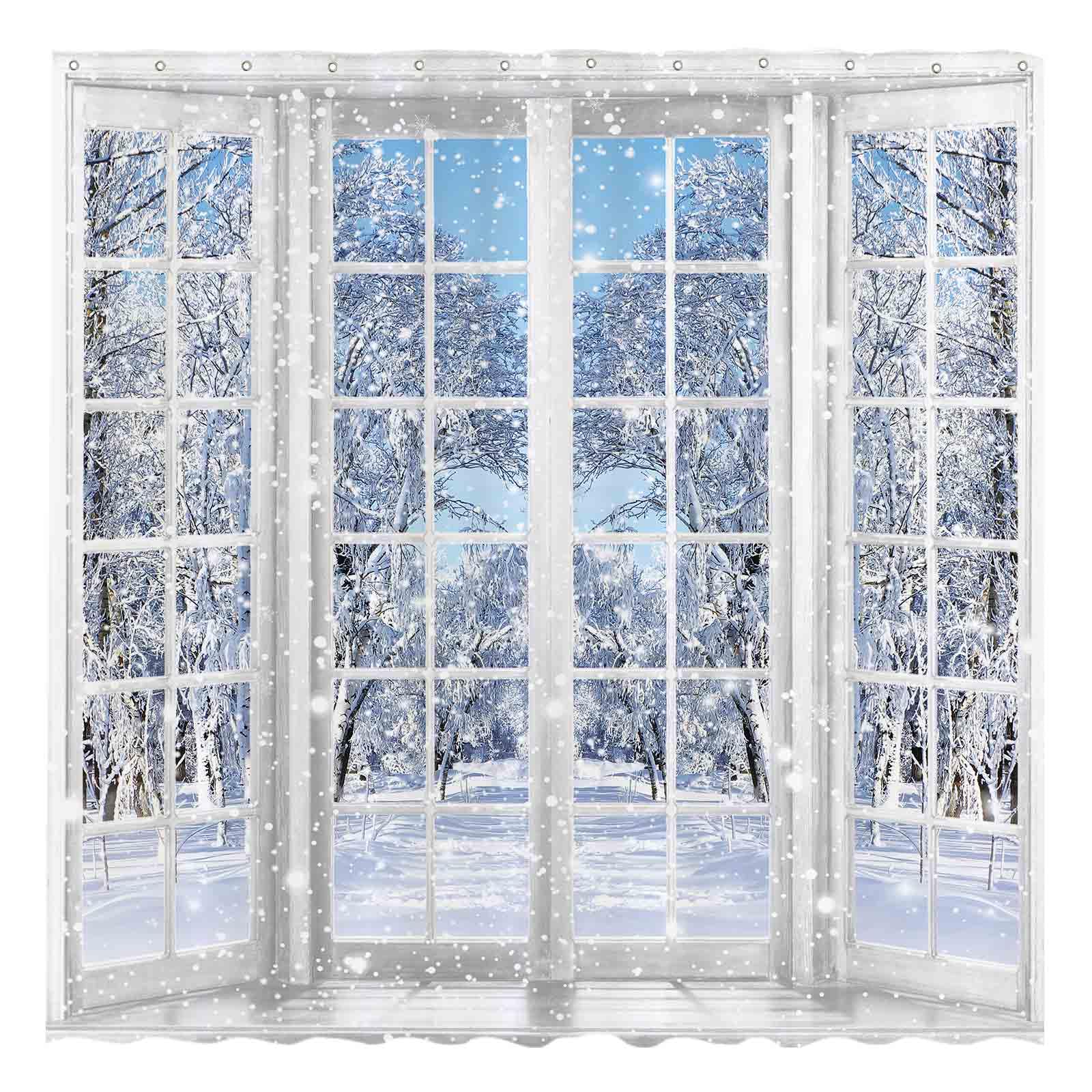 Allenjoy Winter French Window Shower Curtain | 72x72 Waterproof Fabric