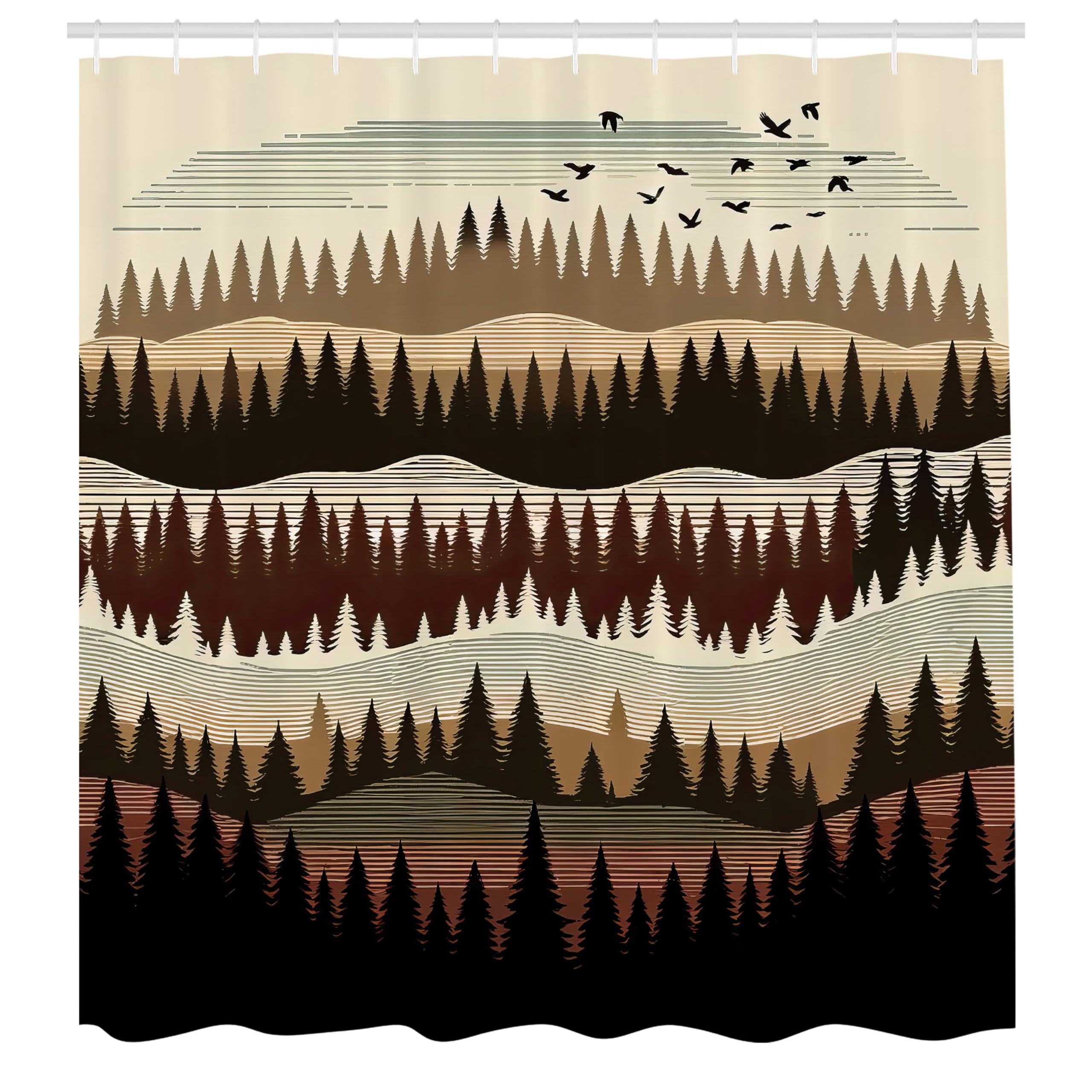 Abakuhaus Waterproof Shower Curtain – Wild Zigzag Forest Art, 175 x 200 cm