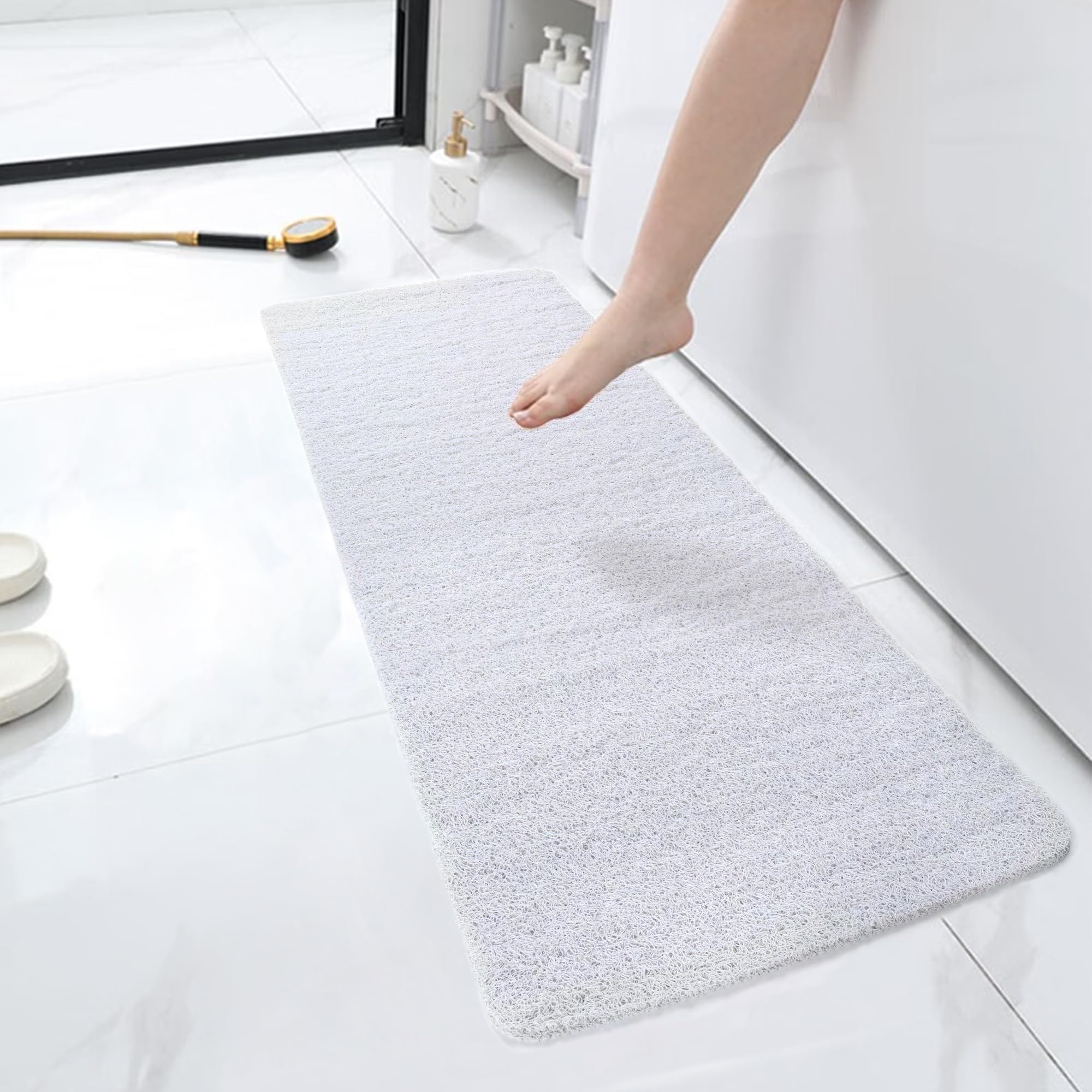 HITSLAM Non-Slip Loofah Shower Mat | 120x40cm Quick-Dry PVC Bath Mat