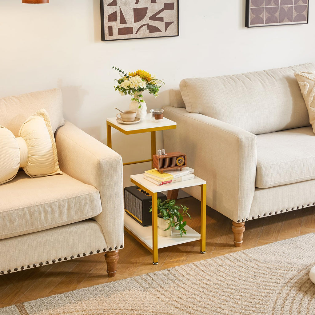 Aibiju G-Shaped Side Table, Sofa Side Table Corner End Tables for Living Room, Couch, Bedroom, Balcony Flower Stand, White YD-TM053W - image 2