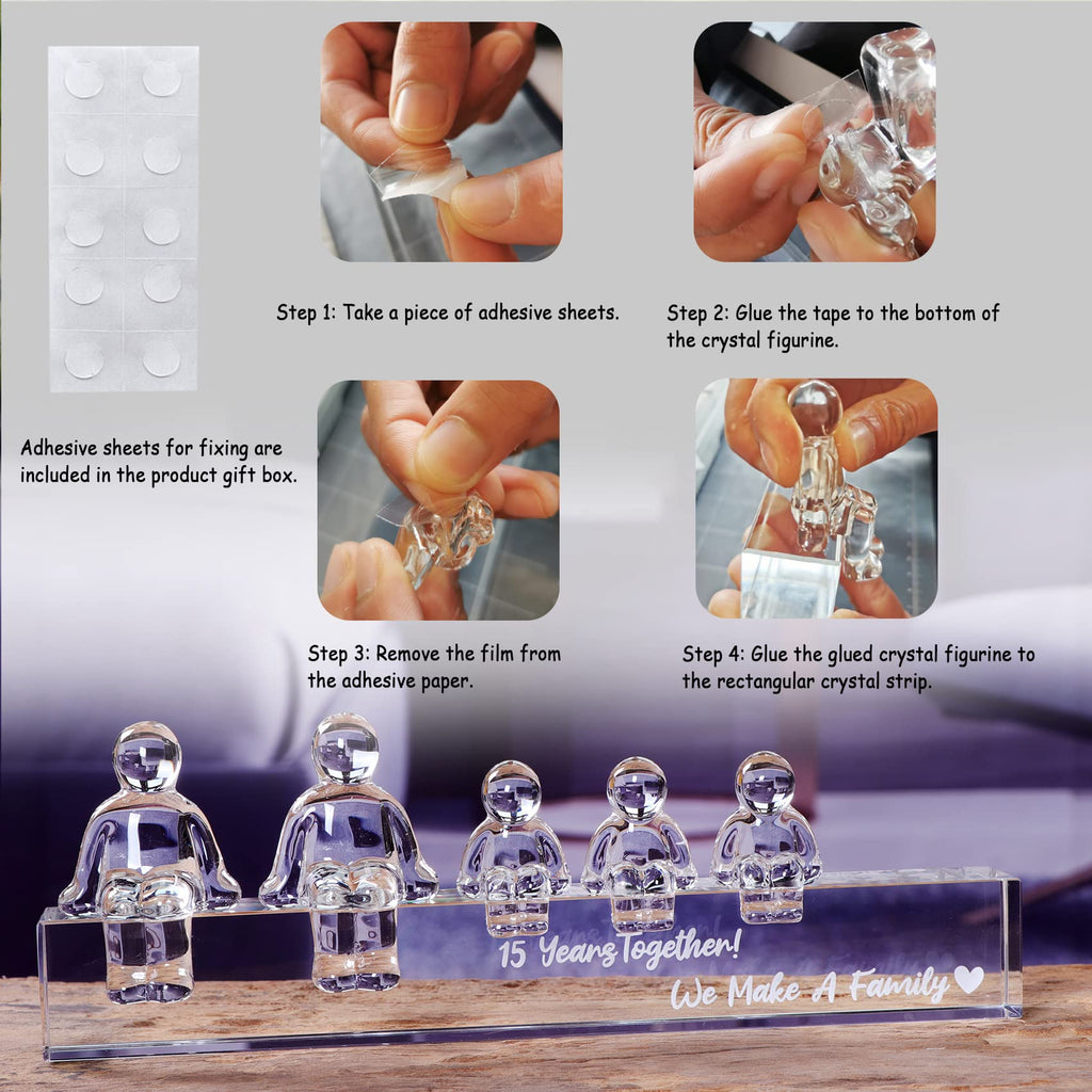 Movdyka 15th Anniversary Crystal Family Sculpture - 2 Children Ornament