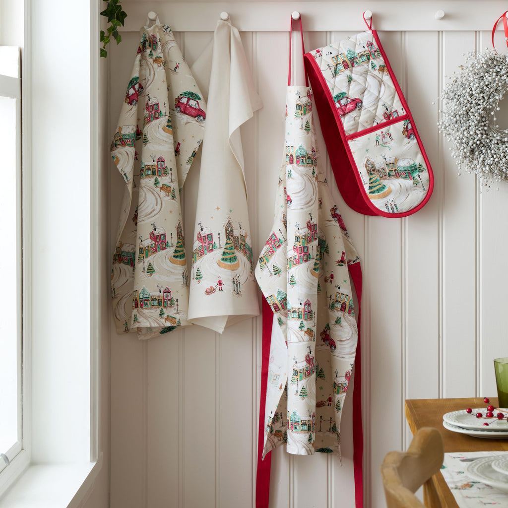 Catherine Lansfield Christmas Town Cotton 50x75cm Kitchen Tea Towel Pack of 4 Natural - image 2