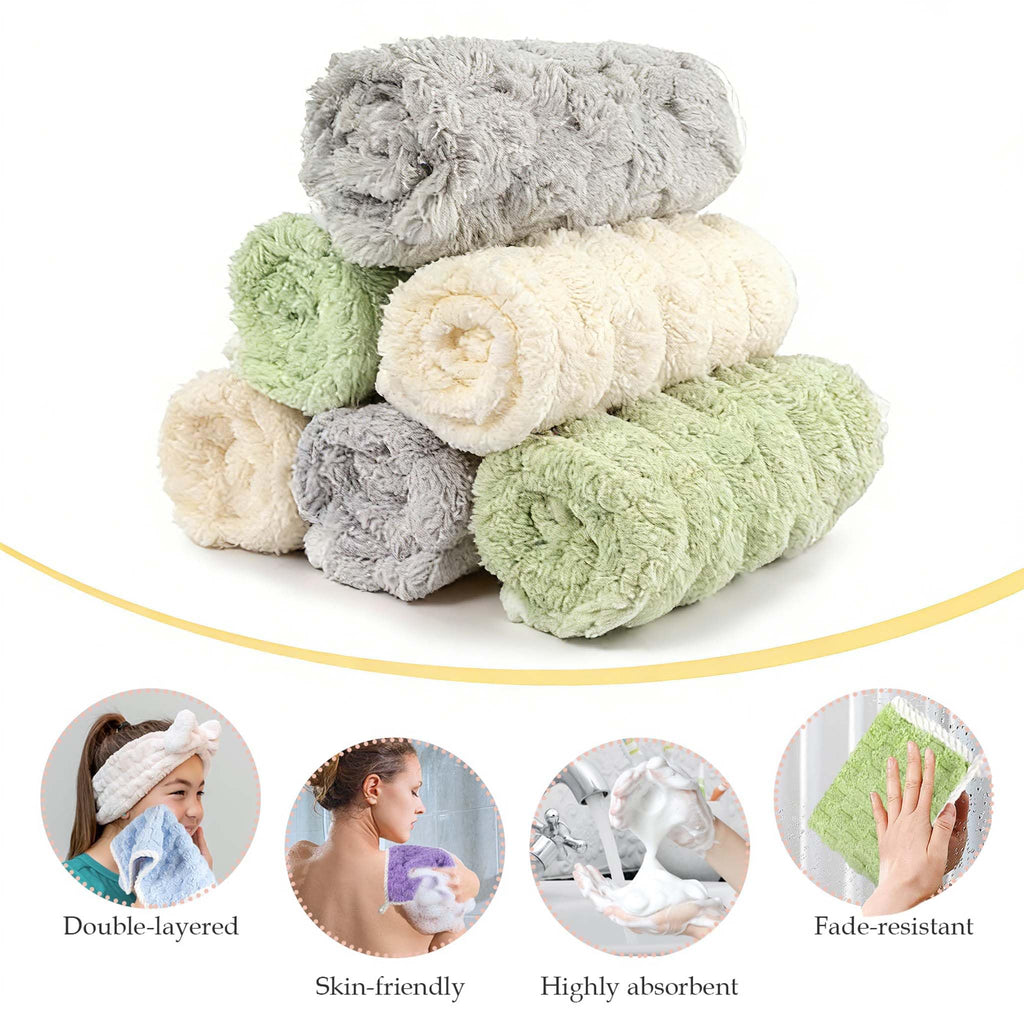 PHOGARY Flannel Face Cloth Pack 6, Reusable Microfibre Face Cloth, Makeup Remover Cloth Cleansing Cloths for Face - image 2