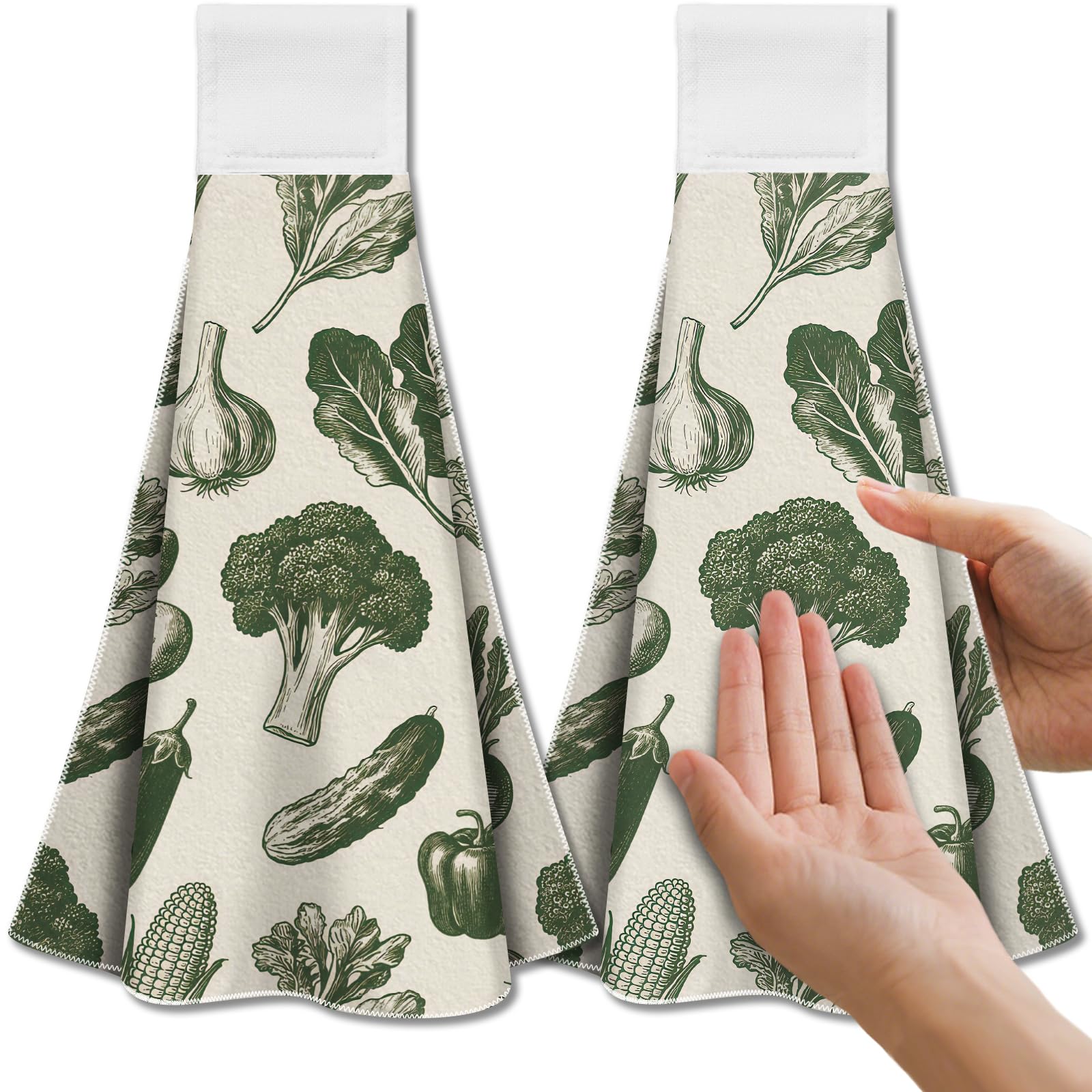 CUTHOLLOW Microfiber Tea Towels – Set of 2 Hanging Kitchen Dish Towels