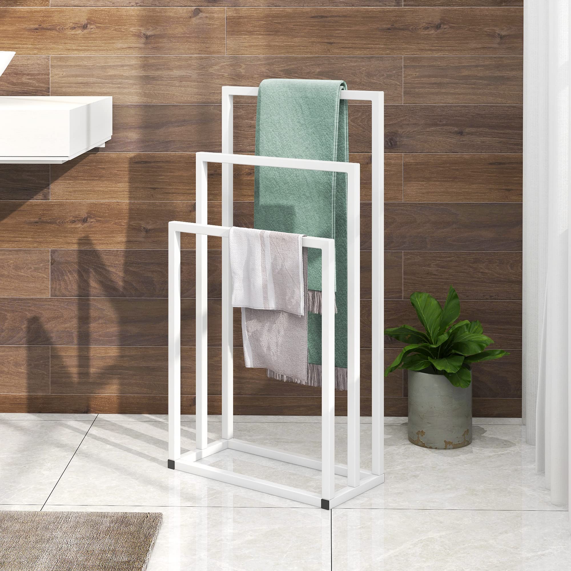 Jolof Store 3-Tier Freestanding Towel Rail – Chrome Metal Bathroom Rack