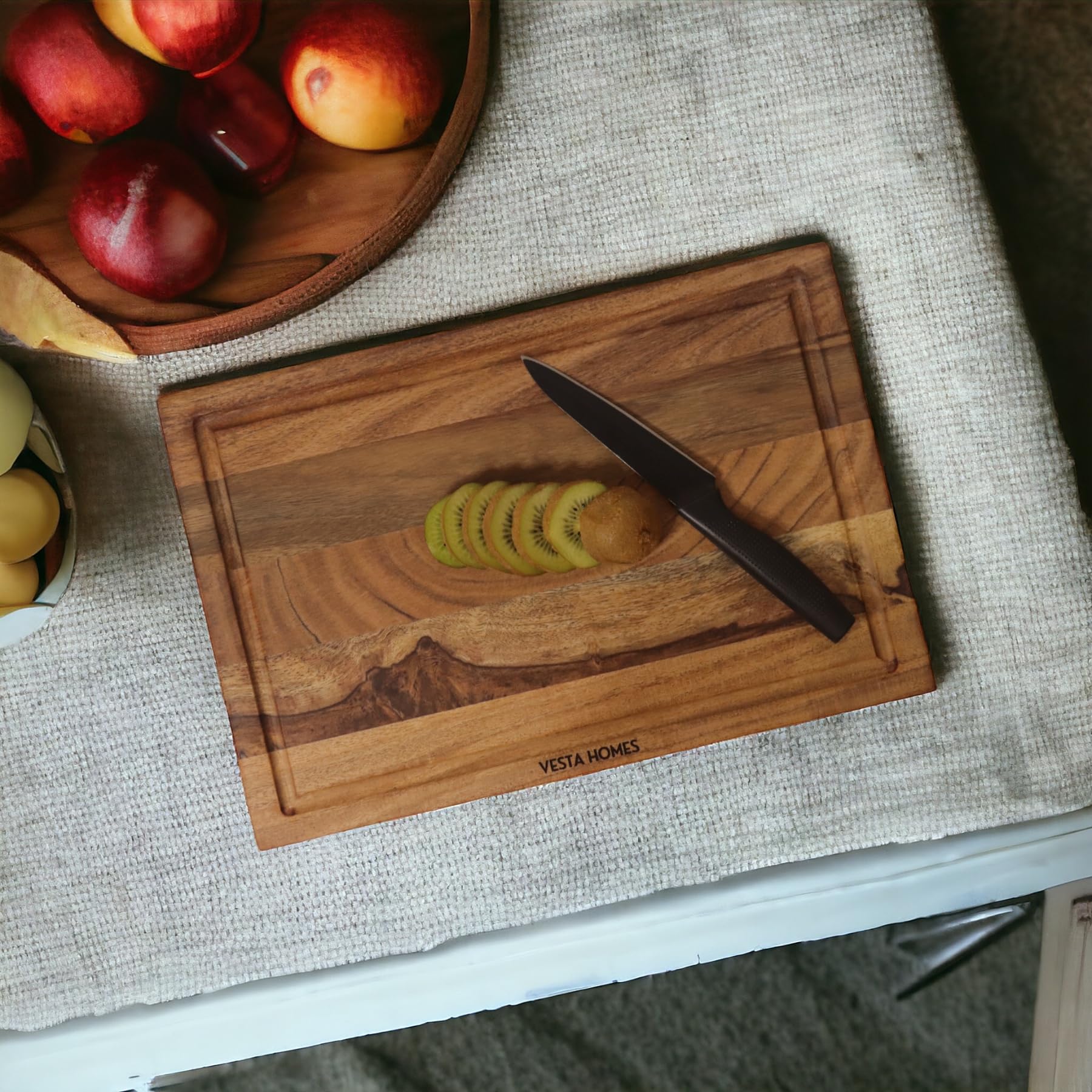 Vesta Homes Sheesham Wood Chopping Board with Juice Grooves | 38cm