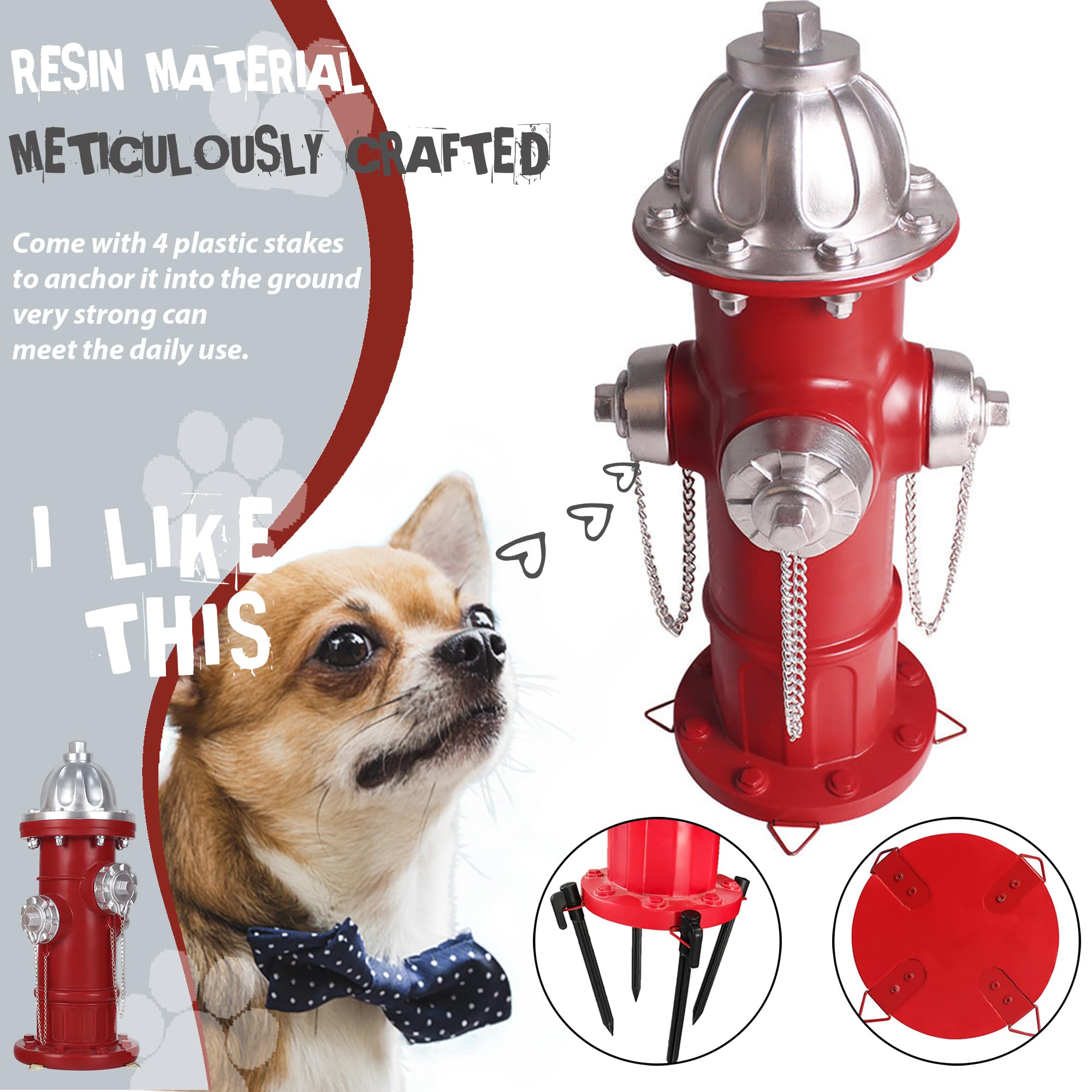 Prefdo Dog Fire Hydrant Pee Post – 14.5" Resin Puppy Training Statue