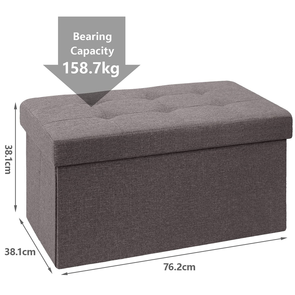 BRIAN & DANY Folding Linen Storage Ottoman – Brown Footstool Bench
