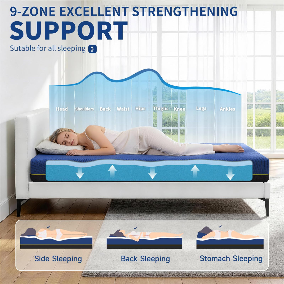 Doubleslee Memory Foam Mattress King Size Bed, 8 Inch Medium, 150x200x20cm - image 4