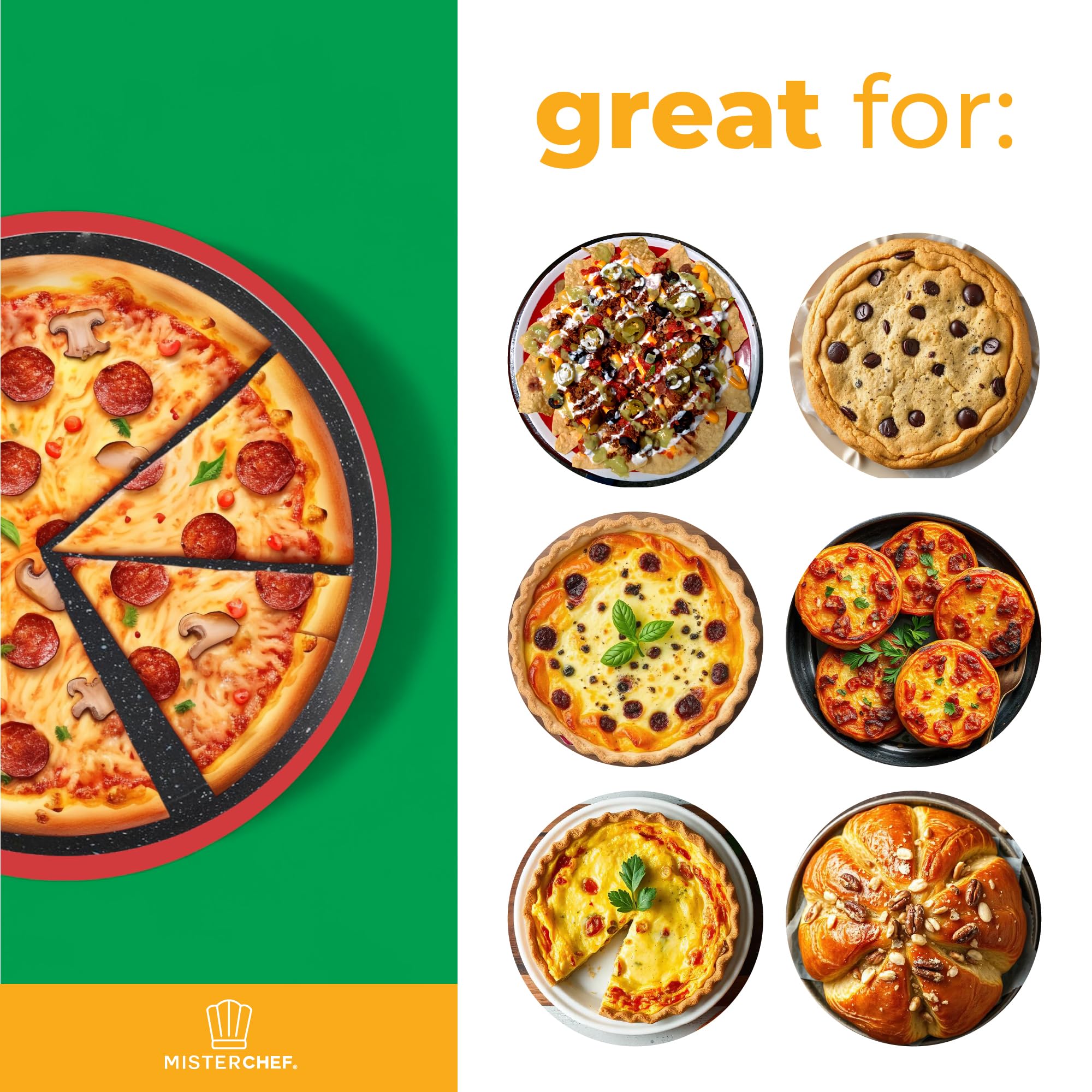 MisterChef 12 Inch Pizza Maker – 1450W Nonstick Ceramic Plates, Red