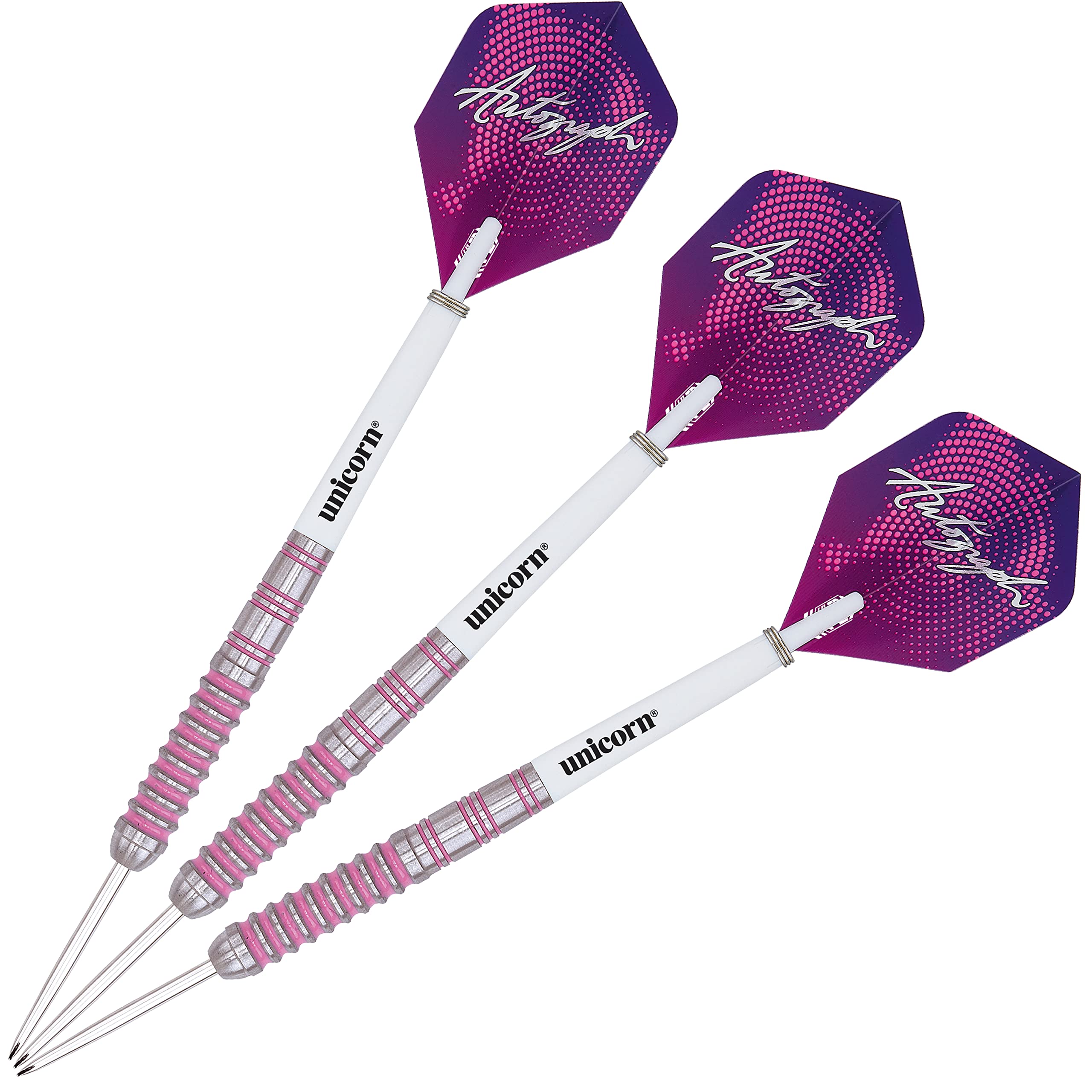 Unicorn Autograph Steel Tip Darts - 80% Tungsten 22g Pink Accents