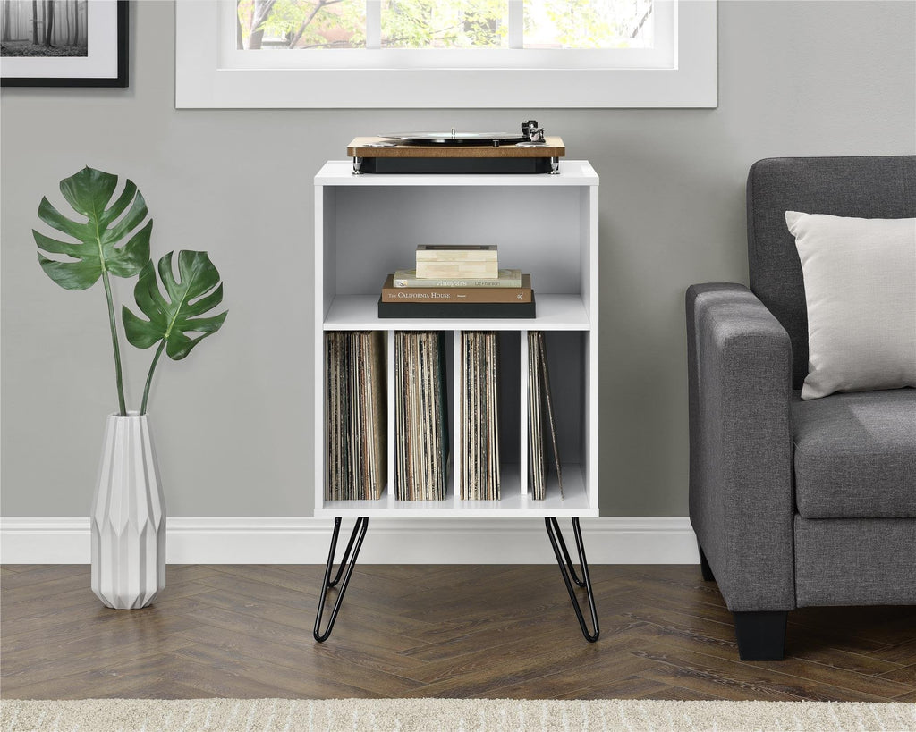 Ameriwood Harmony Turntable Stand, Wood Look White, 86.61 cm H x 52.58 cm W x 45.72 cm D - image 5
