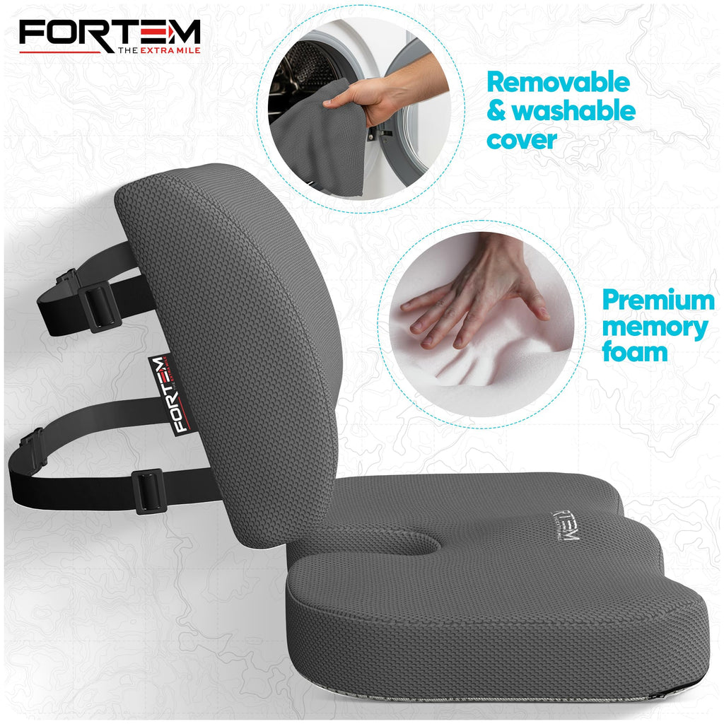FORTEM Seat Cushion & Lumbar Support for Office Chair, Car Seat Combo - image 3