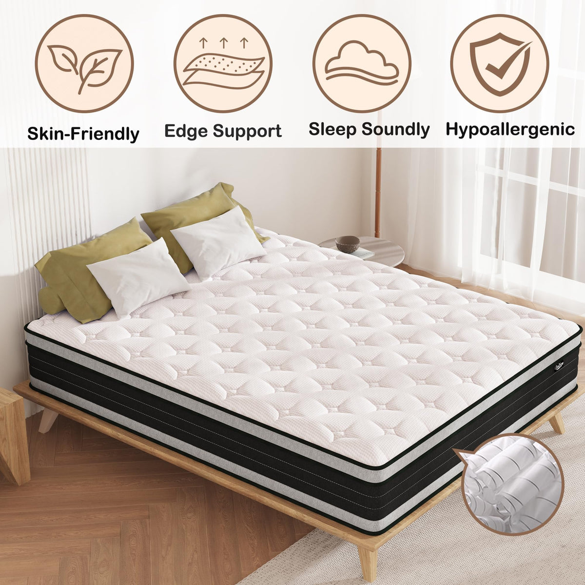 Bednew Double Mattresses Hybrid Mattress Medium Firm 135x190x30cm - image 5