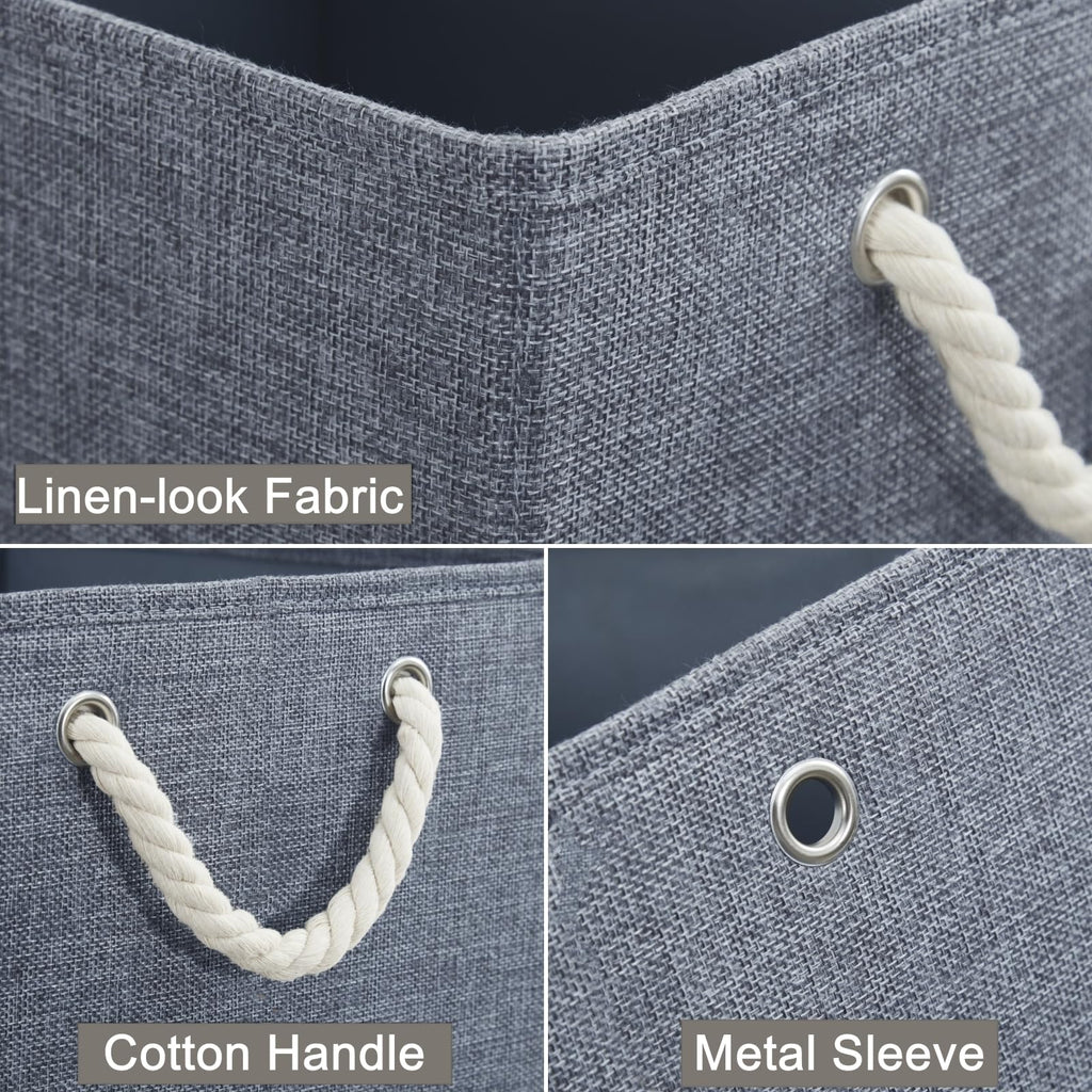 Mangata 4 Pack Storage Cubes for Shelves, Fabric Storage Boxes with Cotton Rope Handles Home Organization - image 4