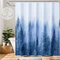ORTIGIA Blue Misty Forest Shower Curtain | Waterproof Polyester Decor