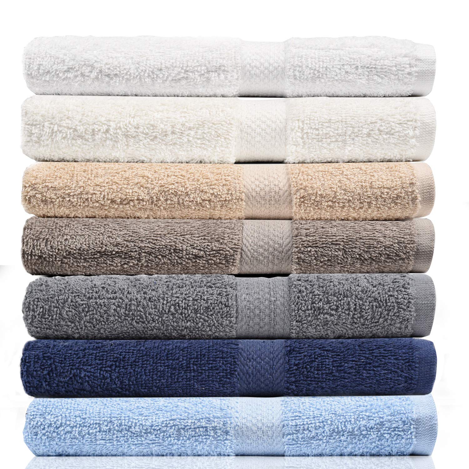 CrystalTowels 100% Cotton Bath Towels – 7-Pack Extra-Absorbent Set