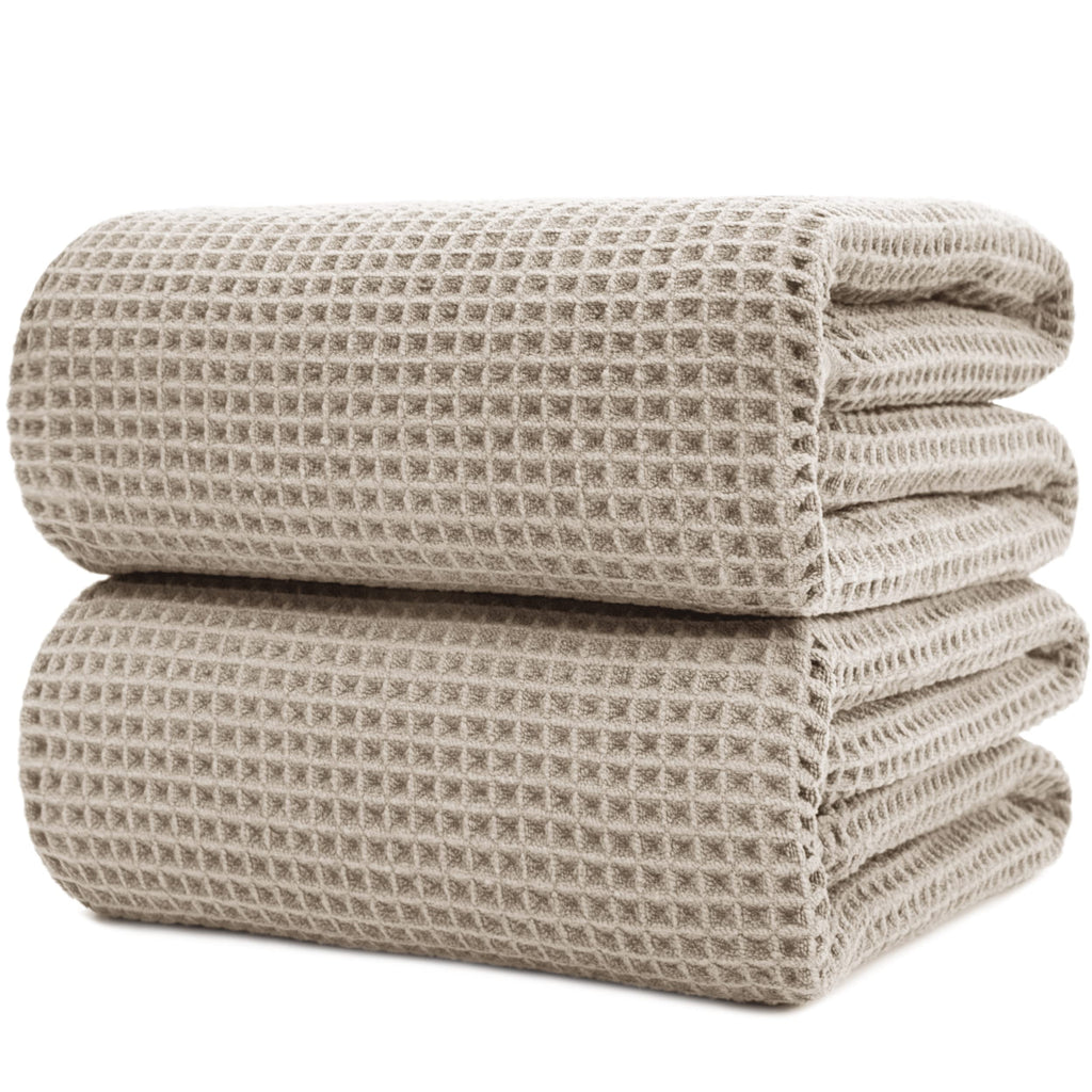 Polyte Microfibre Bath Sheets – Quick Dry Waffle Weave Towels, Set of 2