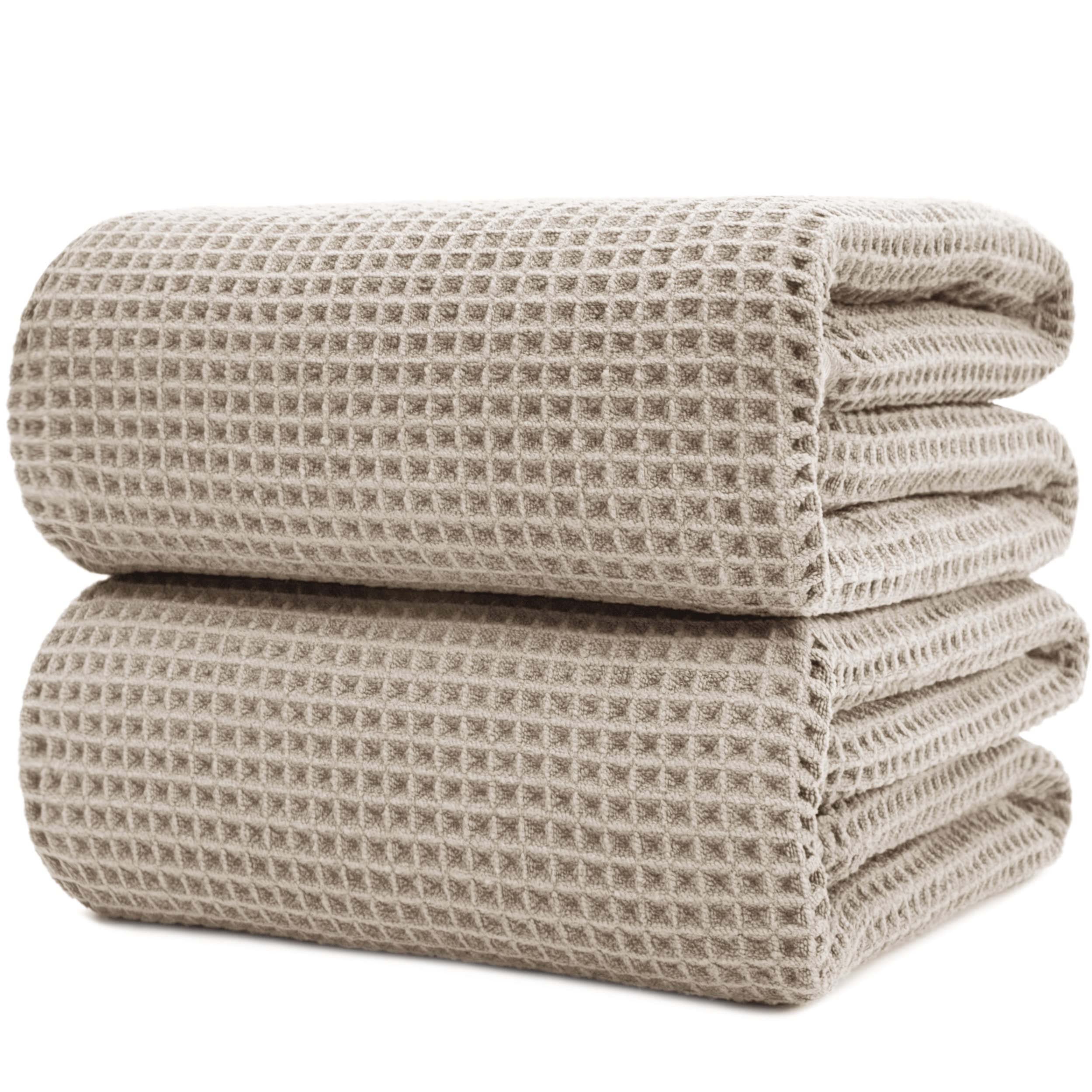 Polyte Microfibre Bath Sheets – Quick Dry Waffle Weave Towels, Set of 2