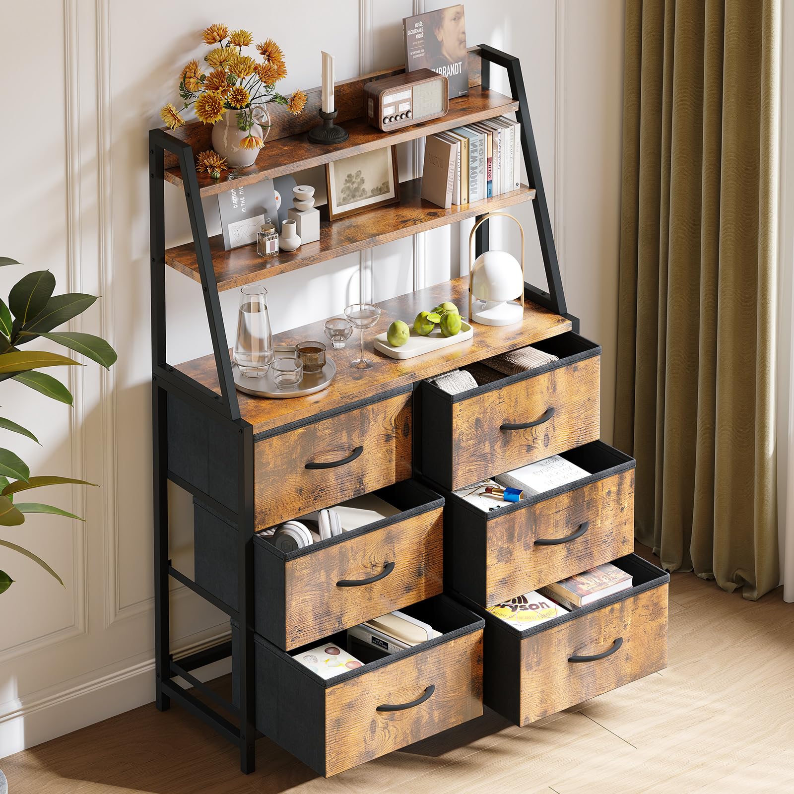Coleshome 6-Drawer Fabric Dresser | 3-Tier Storage Chest for Bedroom