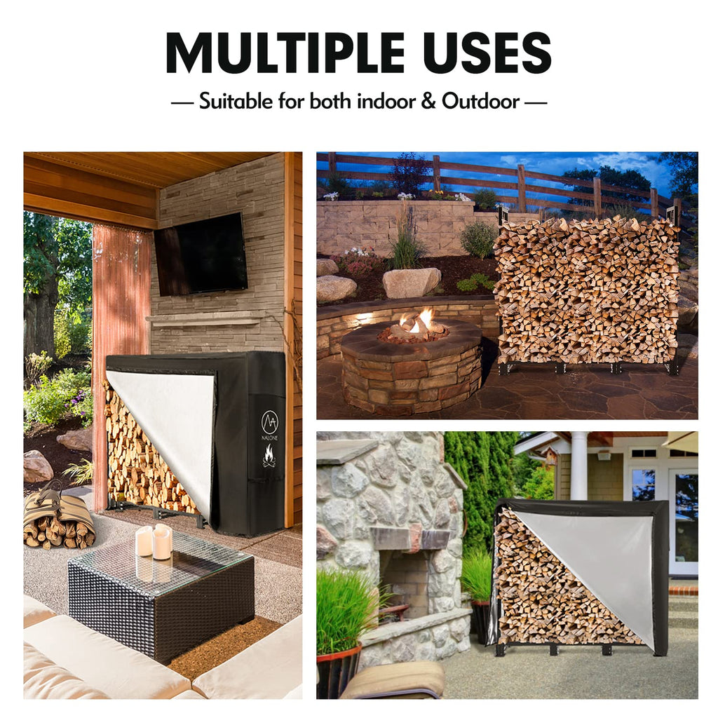 NALONE 4FT Outdoor Firewood Rack with Waterproof Cover and Carry Bag