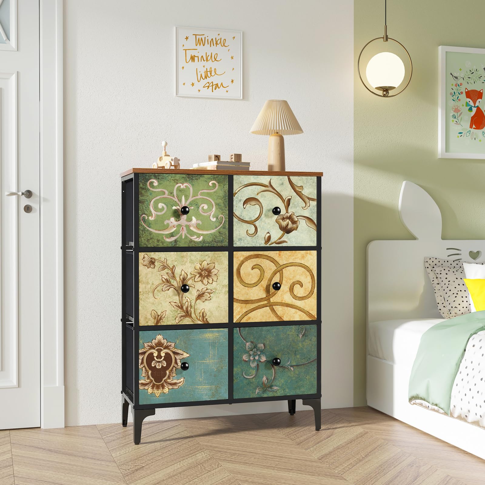 LYNCOHOME 6 Drawer Fabric Dresser – Modern Storage Chest for Bedroom