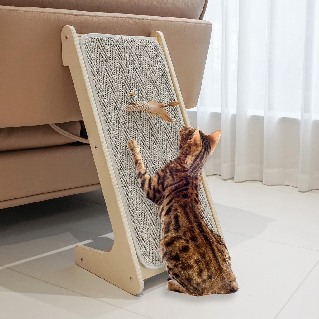 PETKARAY Sisal Cat Scratcher Ramp – L-Shape Wall Furniture Protector