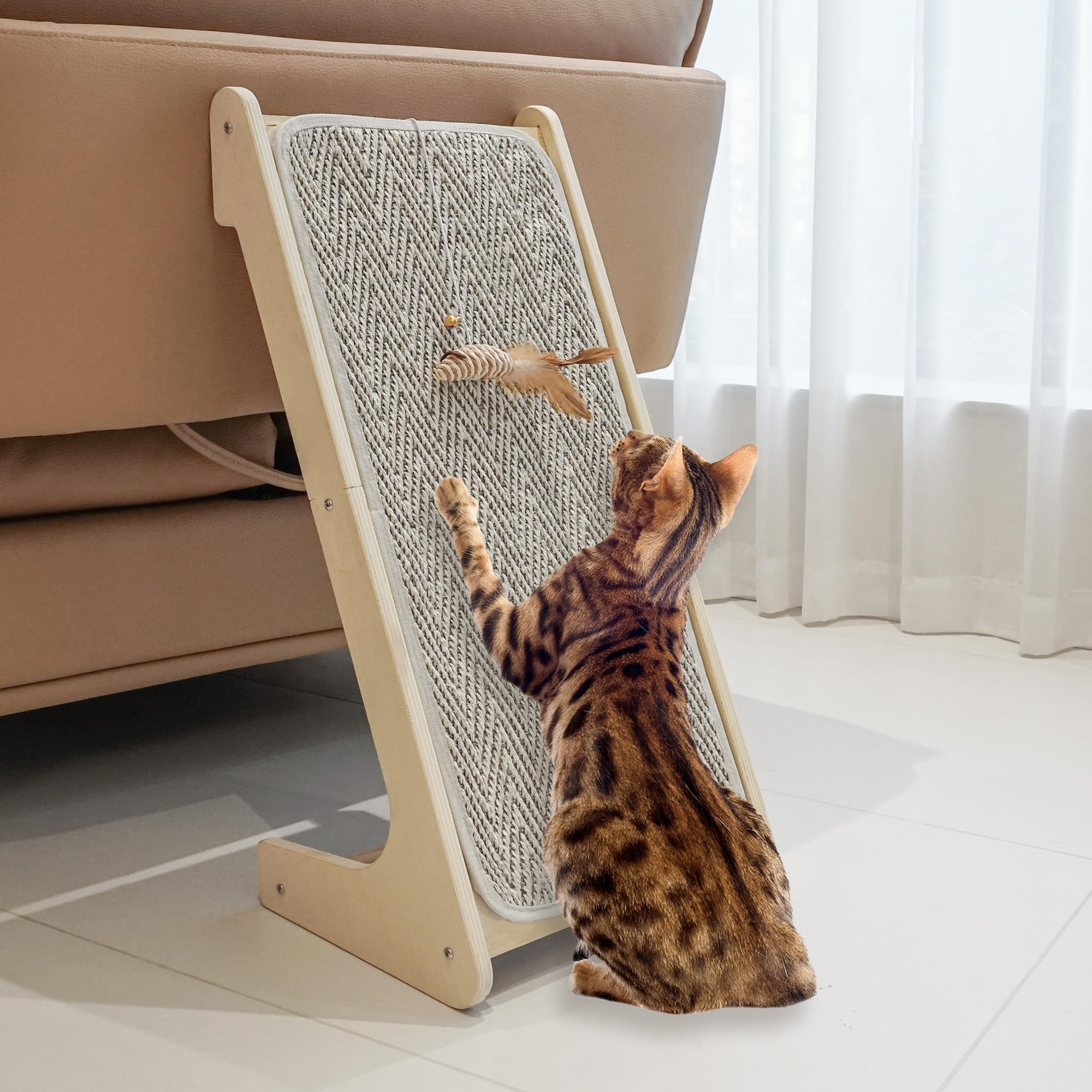 PETKARAY Sisal Cat Scratcher Ramp – L-Shape Wall Furniture Protector