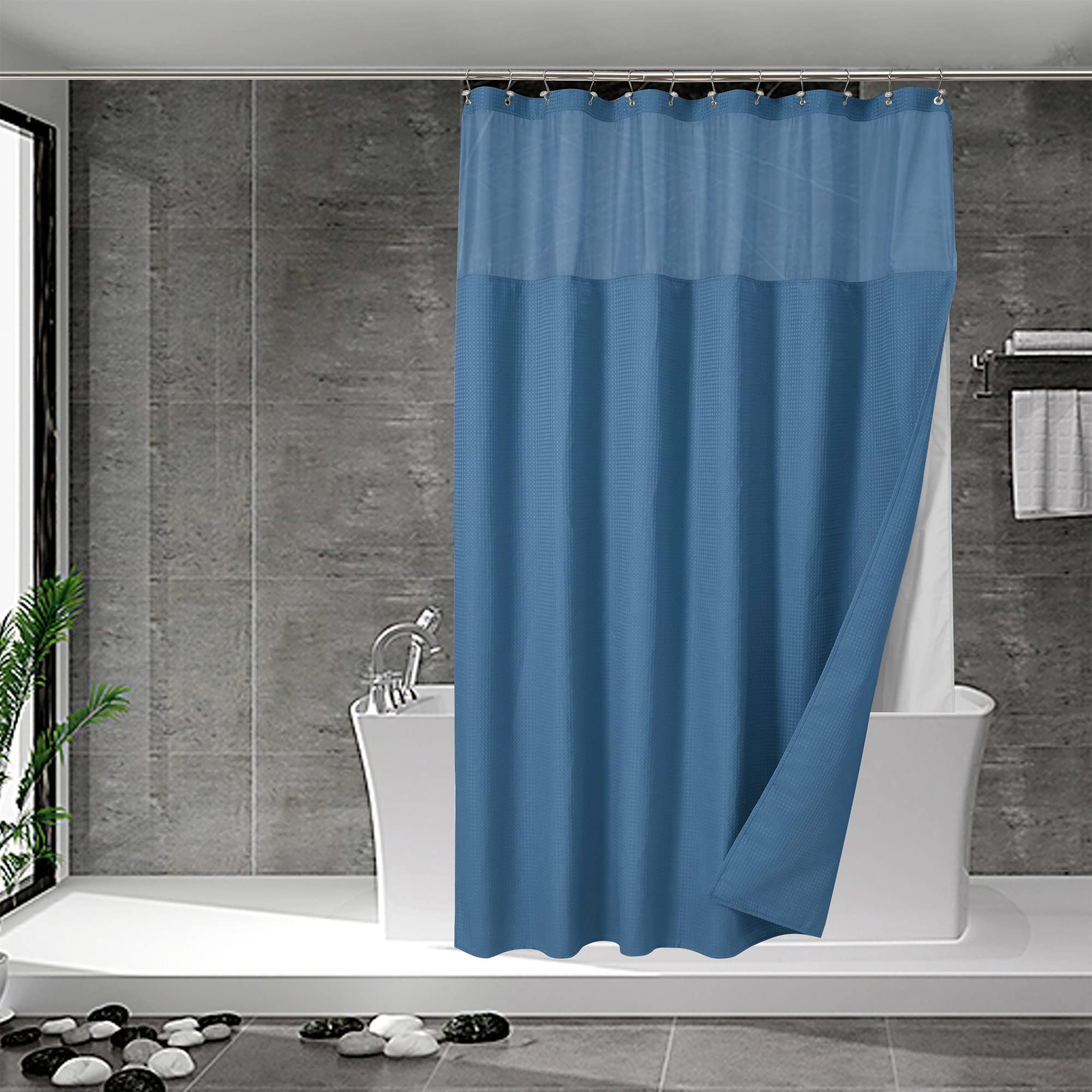 N&Y HOME Waffle Weave Shower Curtain with Snap-in Liner & Hooks