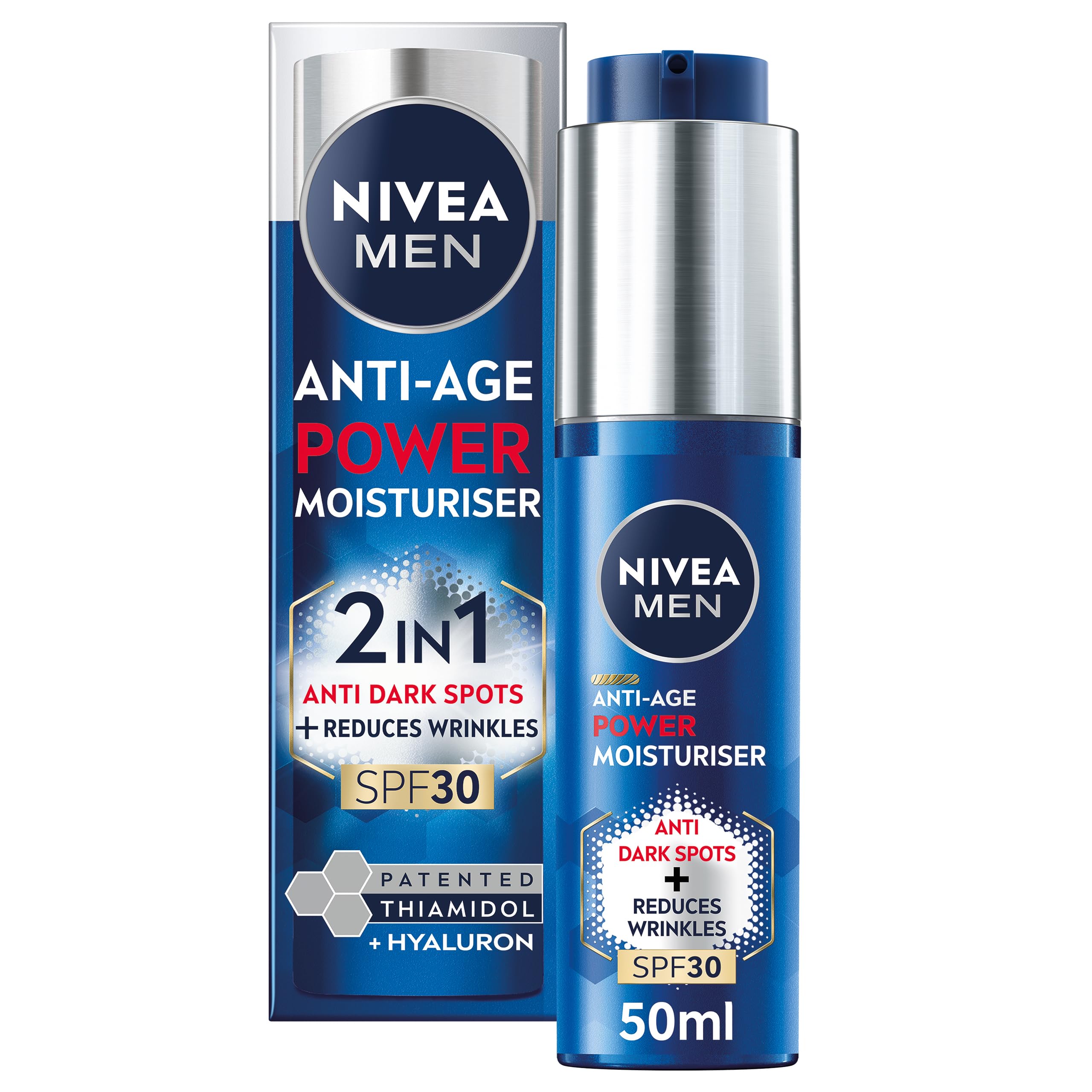 NIVEA MEN Anti-Age 2in1 Power Moisturiser – SPF 30 with Hyaluronic Acid