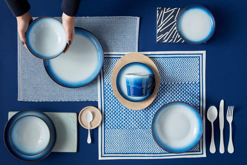 Denby Blue Haze Cereal Bowls Set of 4 – Handcrafted Ceramic Stoneware