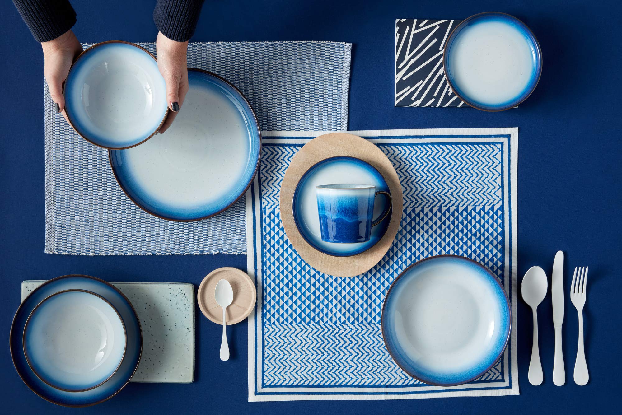 Denby Blue Haze Cereal Bowls Set of 4 – Handcrafted Ceramic Stoneware
