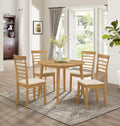 Hallowood Ledbury Round Drop Leaf Dining Table and 4 Cream Padded Chairs