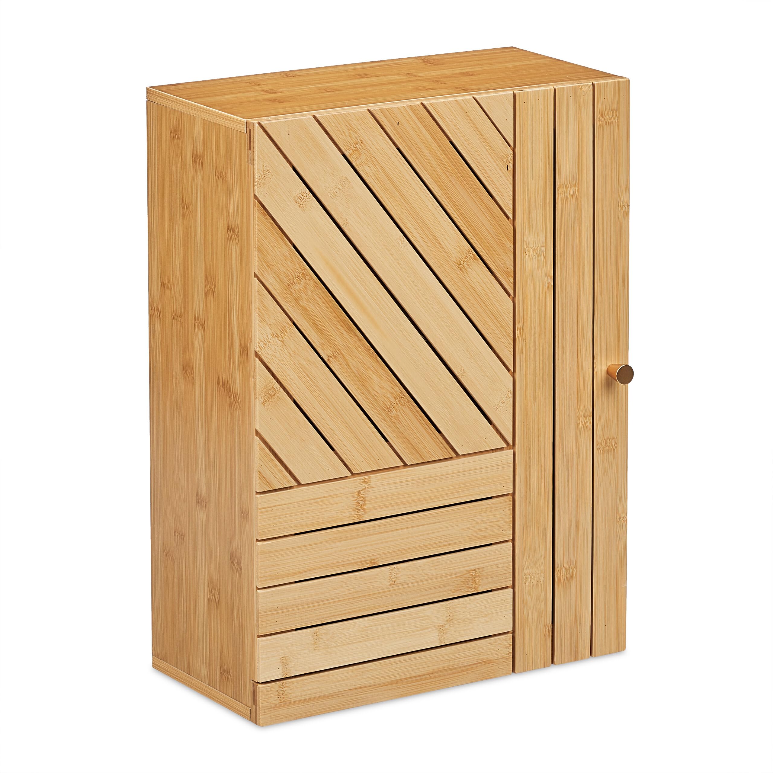 Relaxdays Bamboo Wall Mounted Bathroom Cabinet – Adjustable Storage Unit