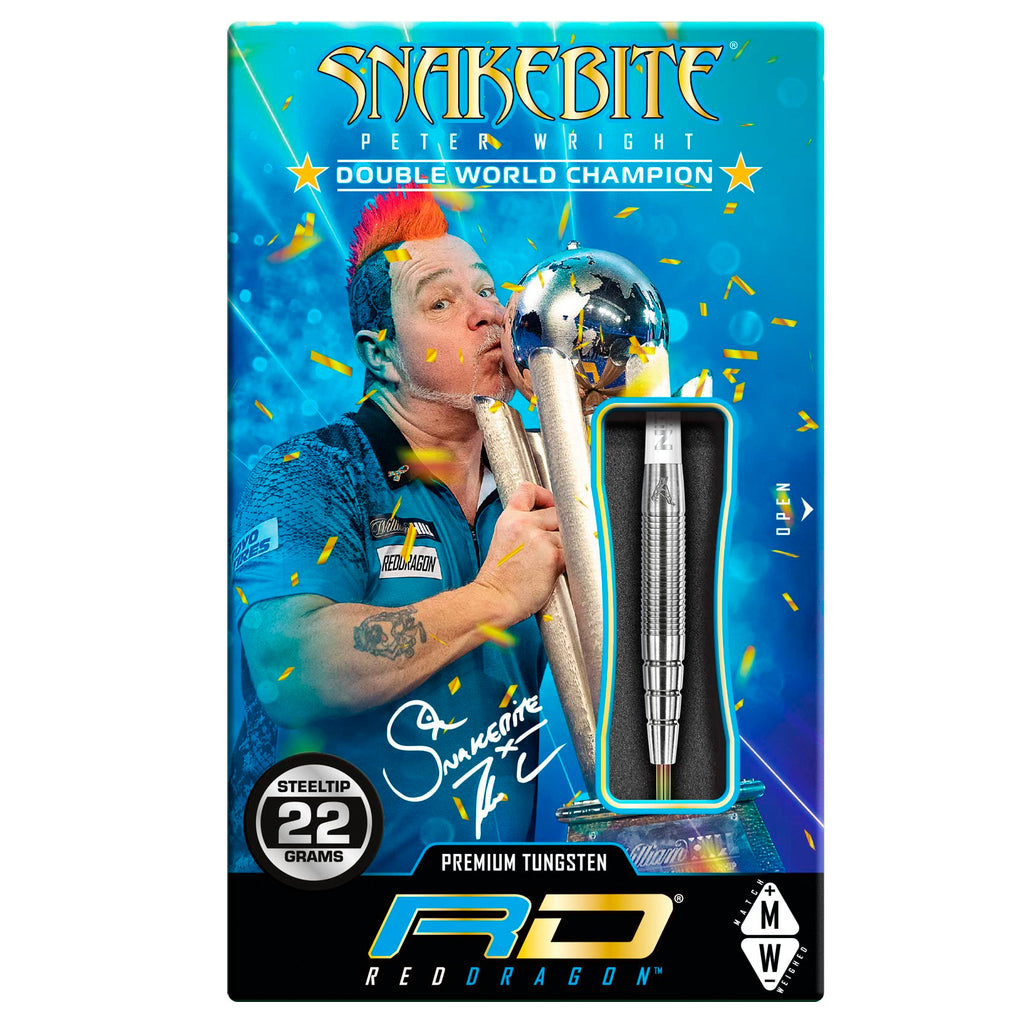 Red Dragon Peter Wright Snakebite 1 Steel Tip Darts - 85% Tungsten 23g