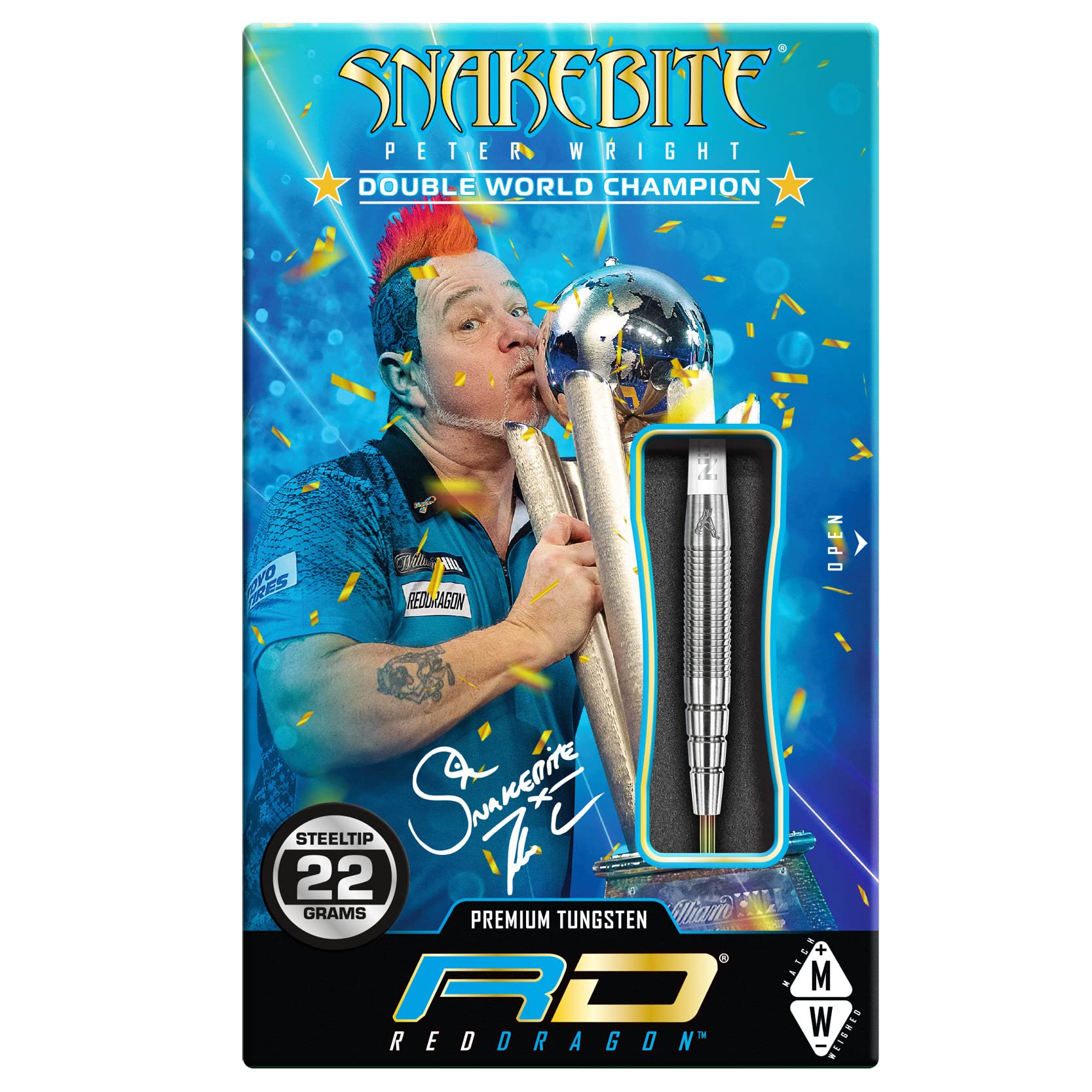 Red Dragon Peter Wright Snakebite 1 Steel Tip Darts - 85% Tungsten 23g