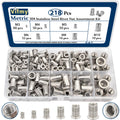 Vifmy 304 Stainless Steel Rivet Nut Assortment Kit - 218 Pcs Metric Set