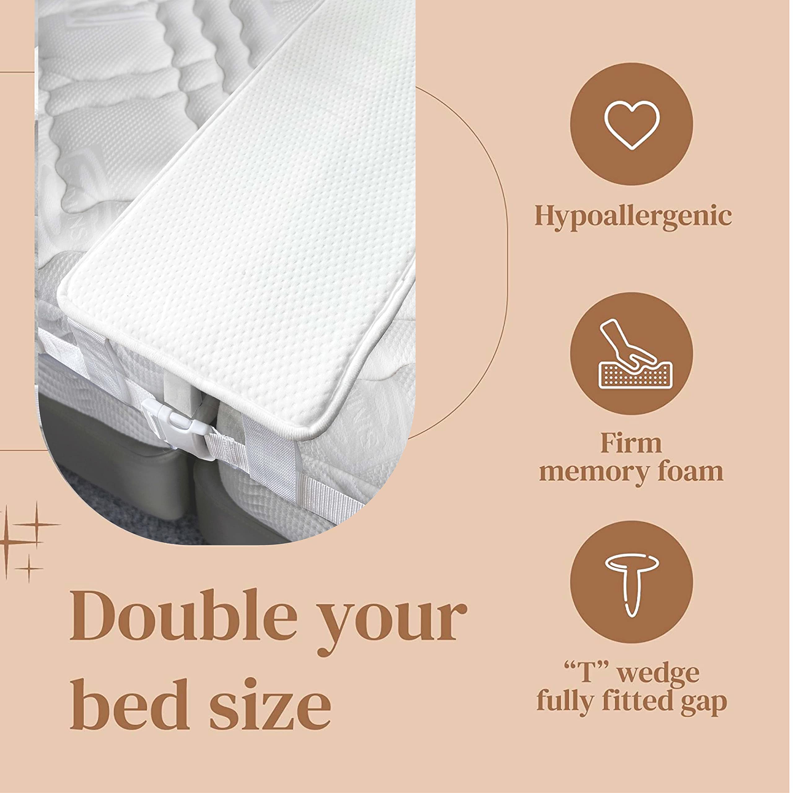 FeelAtHome 12 Inch Bed Bridge Twin to King Converter Kit with Strap