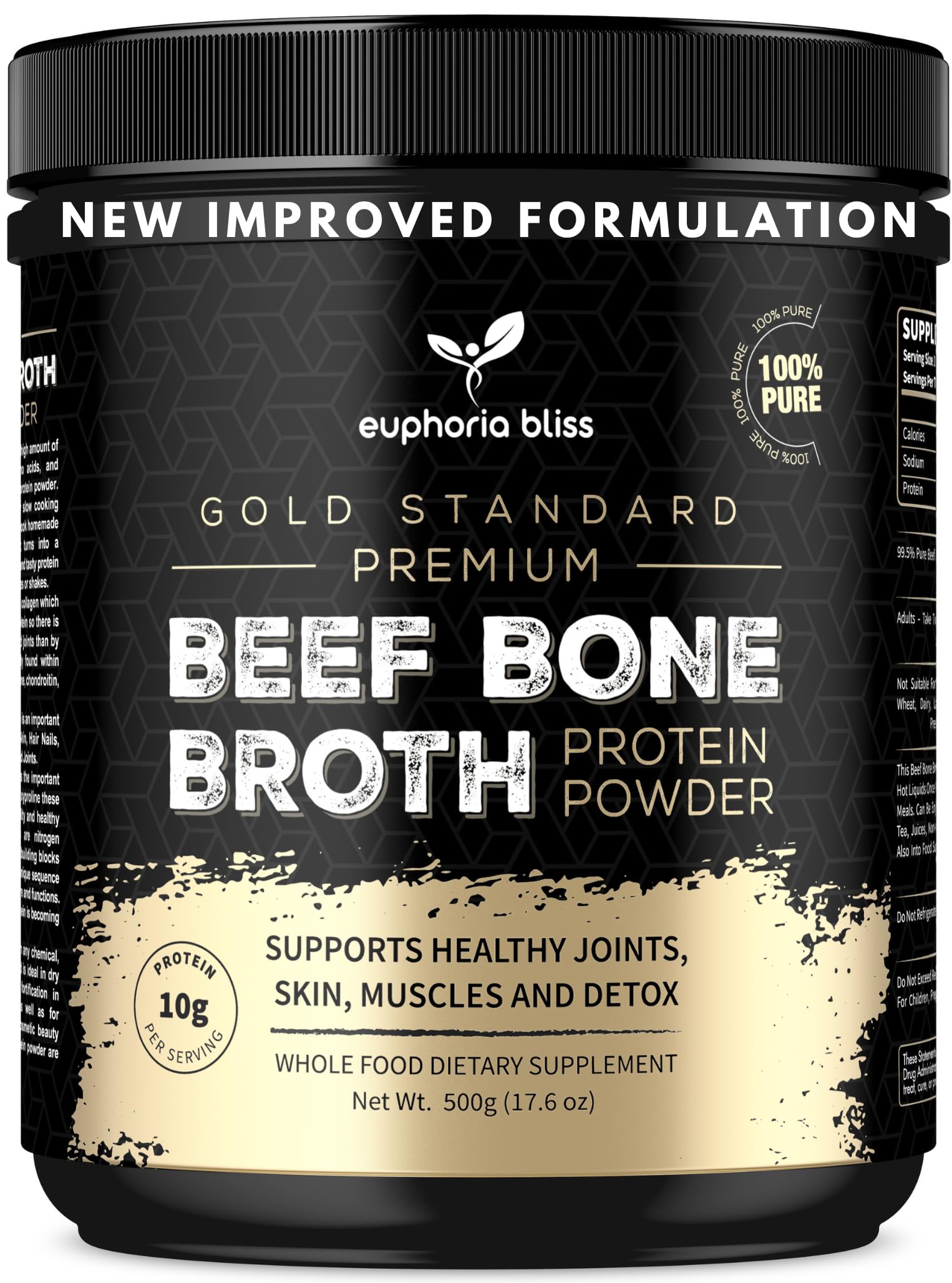 Euphoria Bliss Grass Fed Beef Bone Broth Powder – Unflavoured 500g