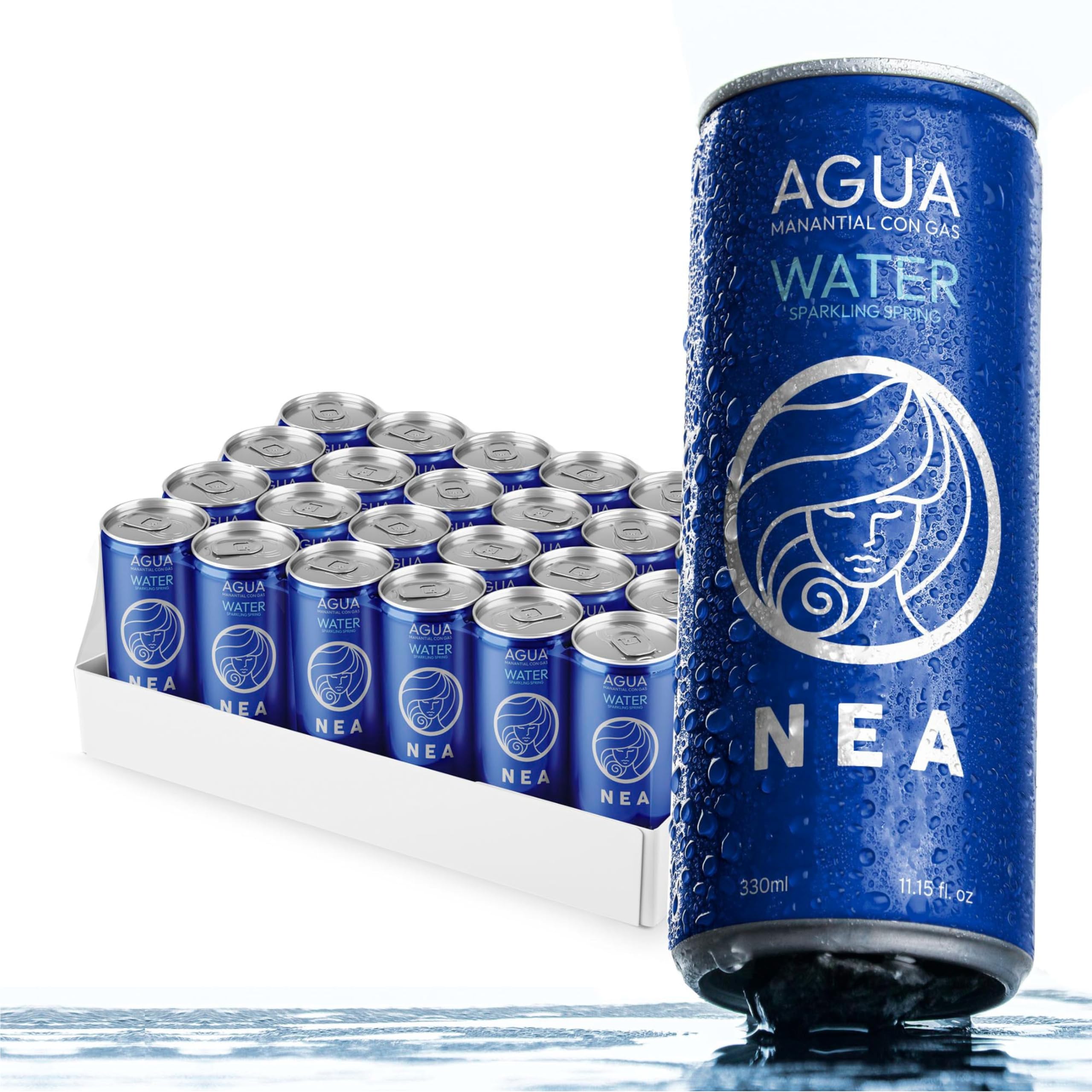 Agua Mineral con Gas NEA – Pack de 12 Latas de 33cl Sostenibles