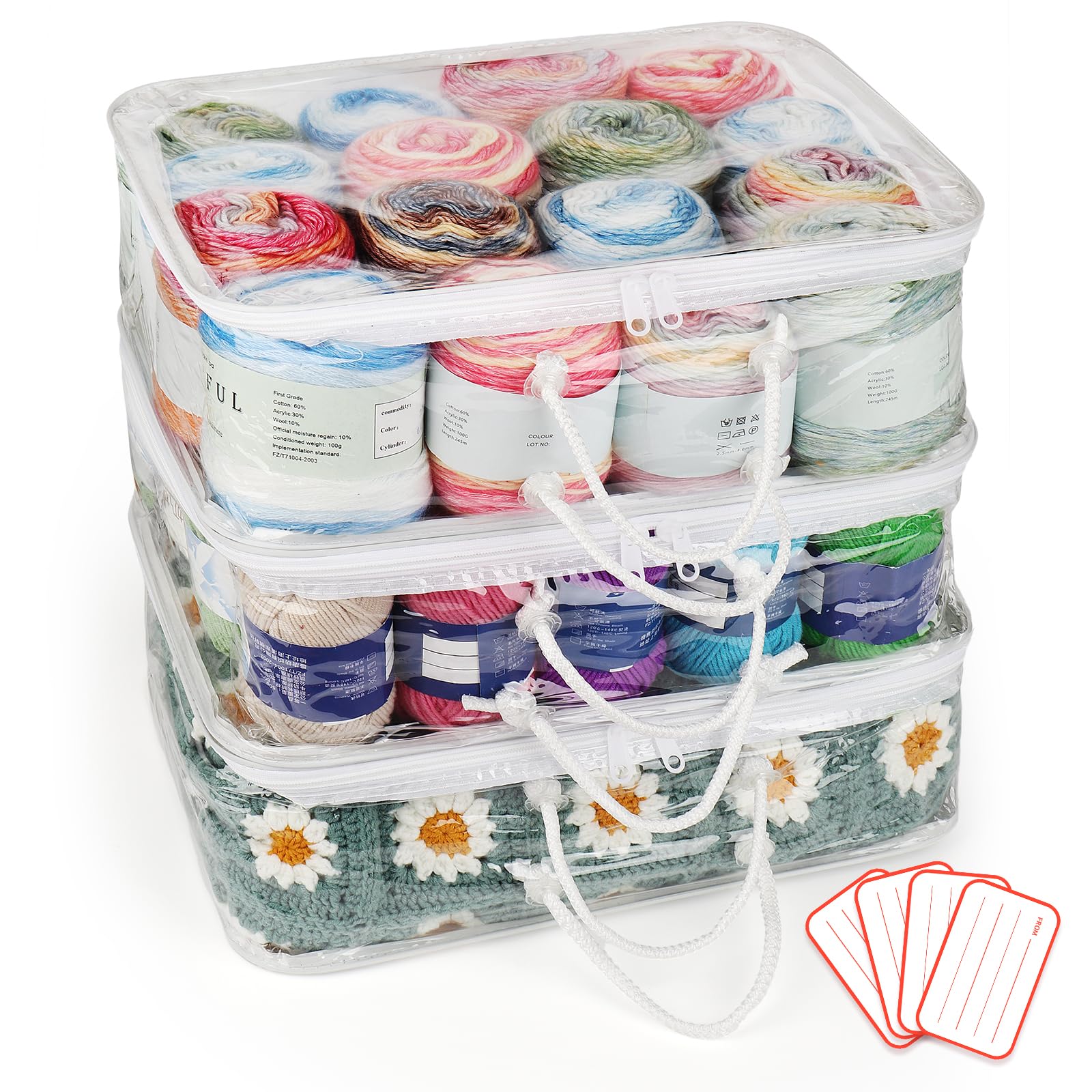 Coopay Clear Yarn Storage Organizer – 3PCS Large Waterproof Wool Bags