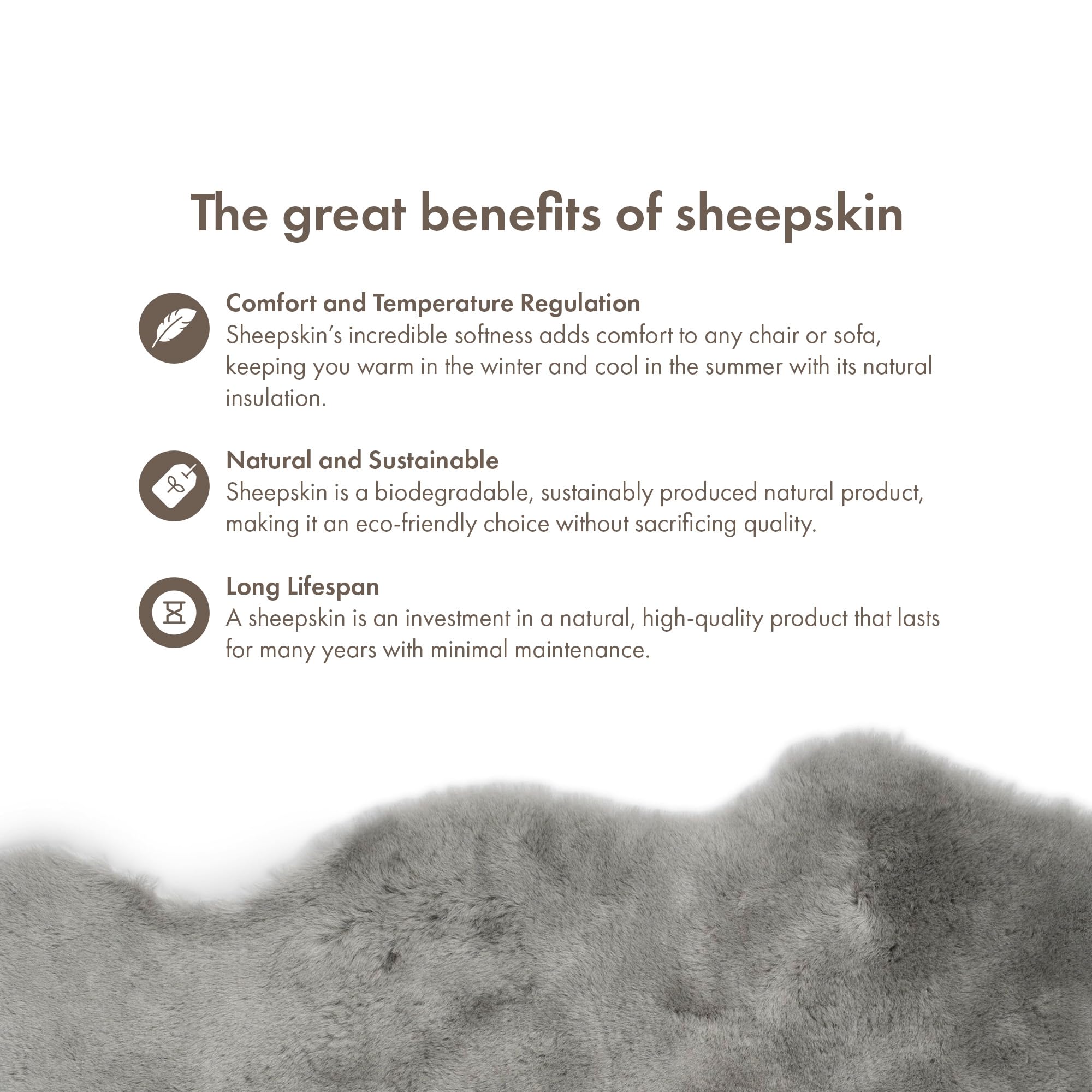 Nordic Sheep Baby Sheepskin Rug 95x60 cm | Real Lambskin in Light Grey