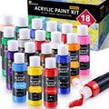 ESSENSON Acrylic Paint Set - 18 Vibrant Colors for Canvas, Wood & Rock