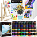 Nicpro 80-Piece Acrylic Paint and Canvas Set with Wood Easel & Brushes