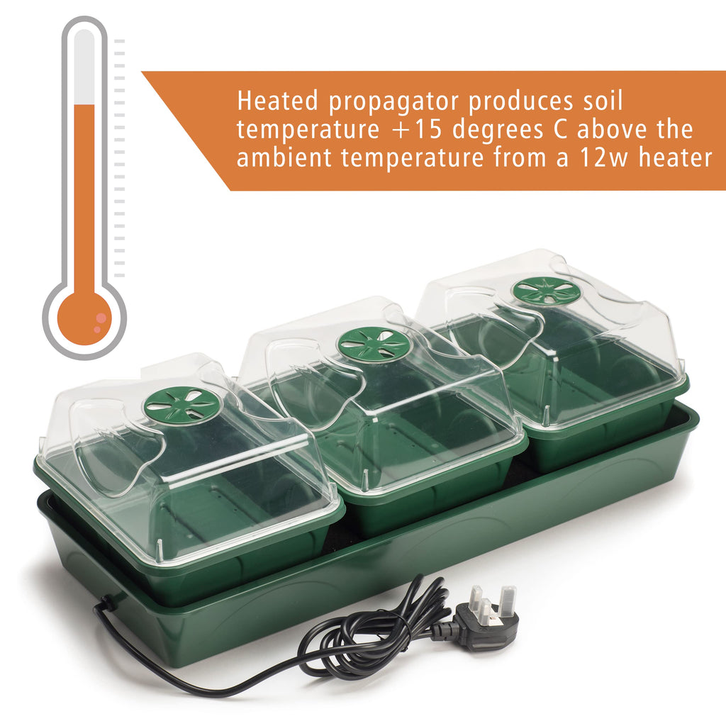 EarlyGrow Heated 3-Bay Windowsill Propagator with Self-Watering Tray