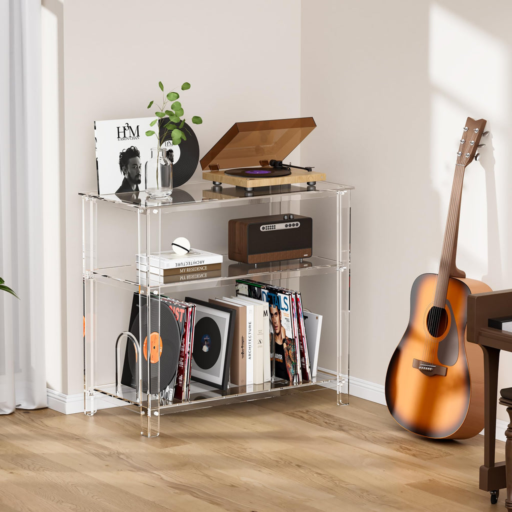 solaround Clear Acrylic Record Player Stand, with Vinyl Records Storage - image 4