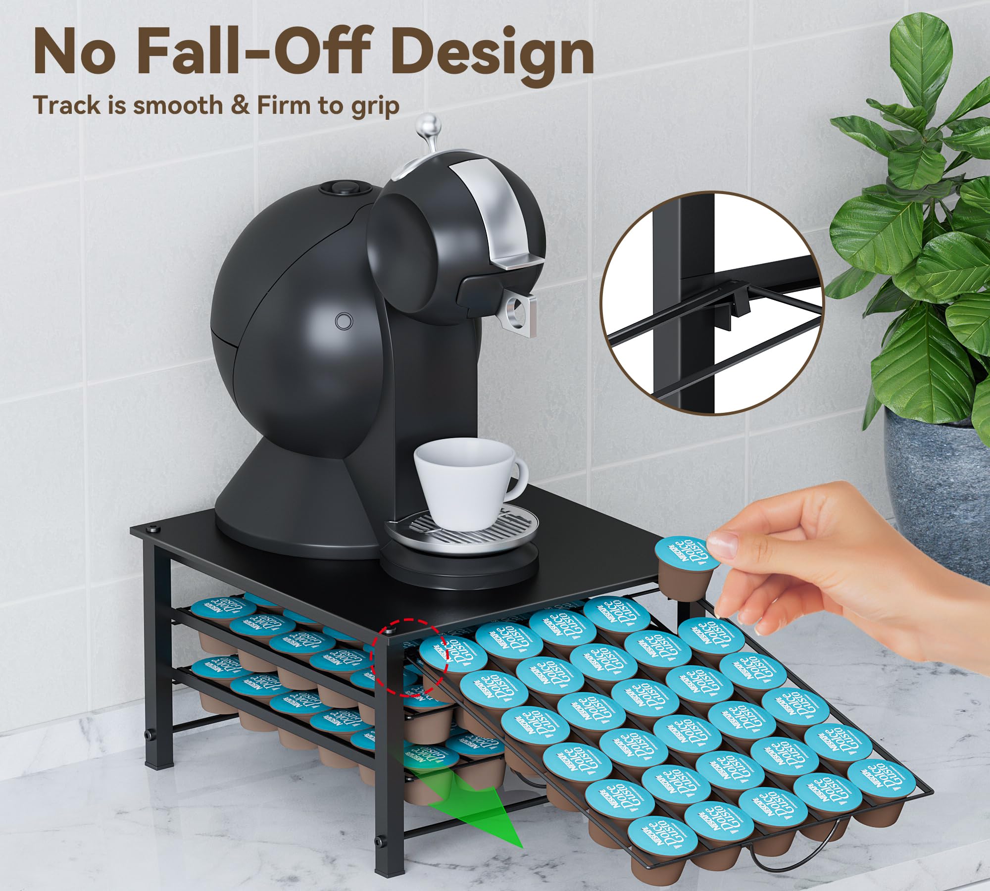 Jolof Store Dolce Gusto Coffee Pod Holder – 90 Capsule 3-Tier Metal Drawer