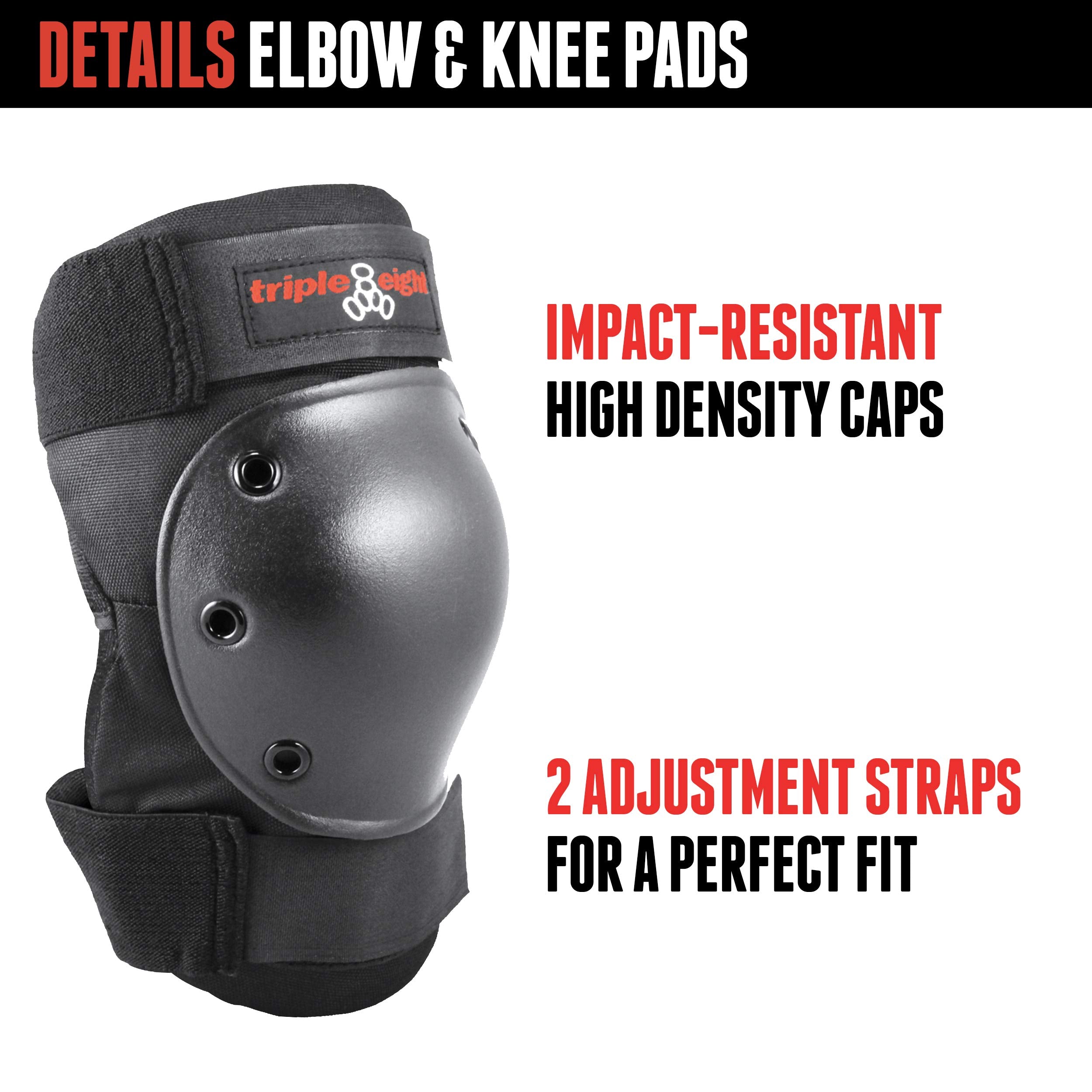 Triple 8 Saver Series 3-Piece Pad Set | Knee, Elbow & Wrist Guards, Black